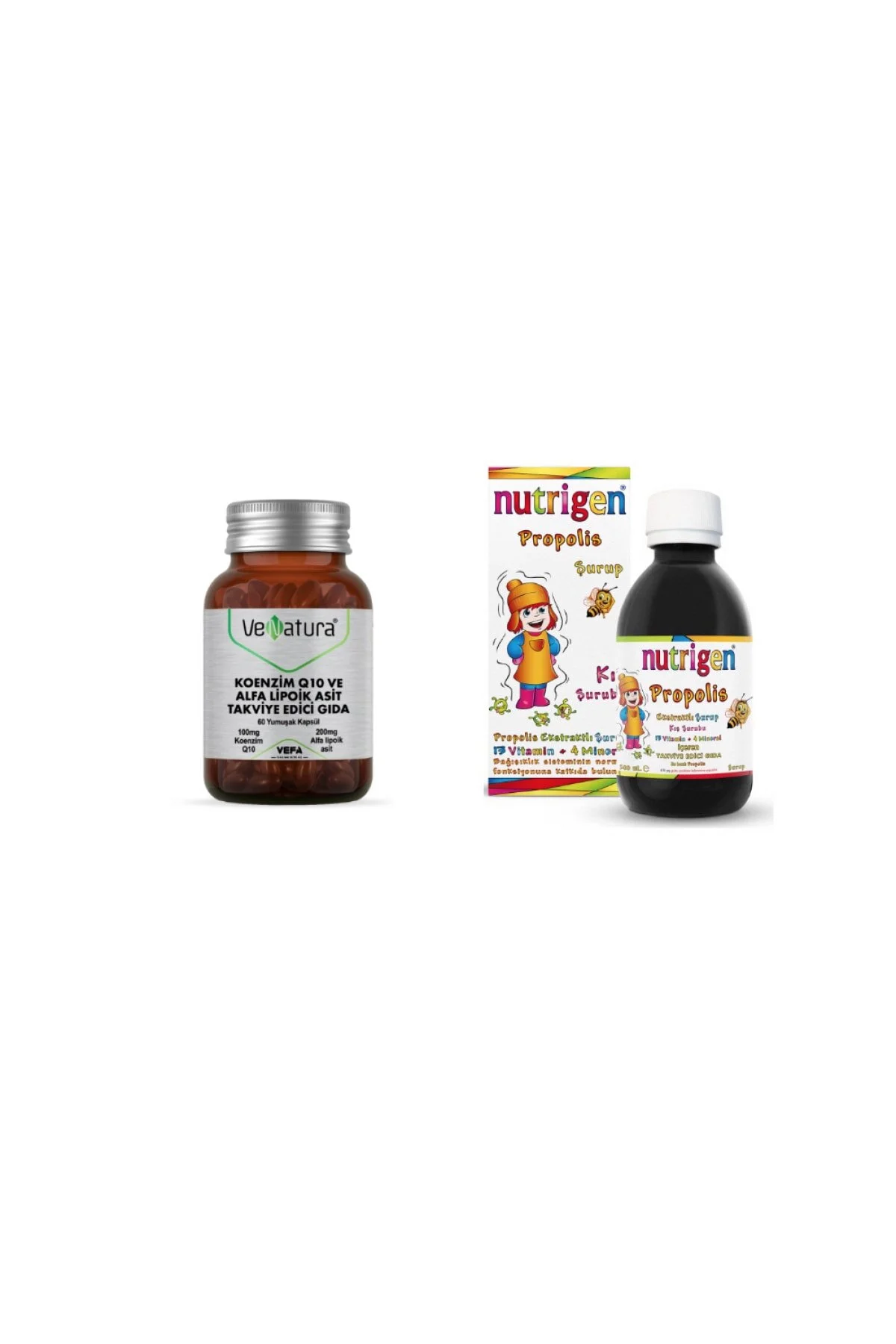 ویتامین دخترانه و پسرانه بچگانه COENZYME Q10 ALFA LIPOIC ACID 60 کپسول + شربت زمستانی PROPOLIS برای کودکان 200 میلی لیتر Venatura