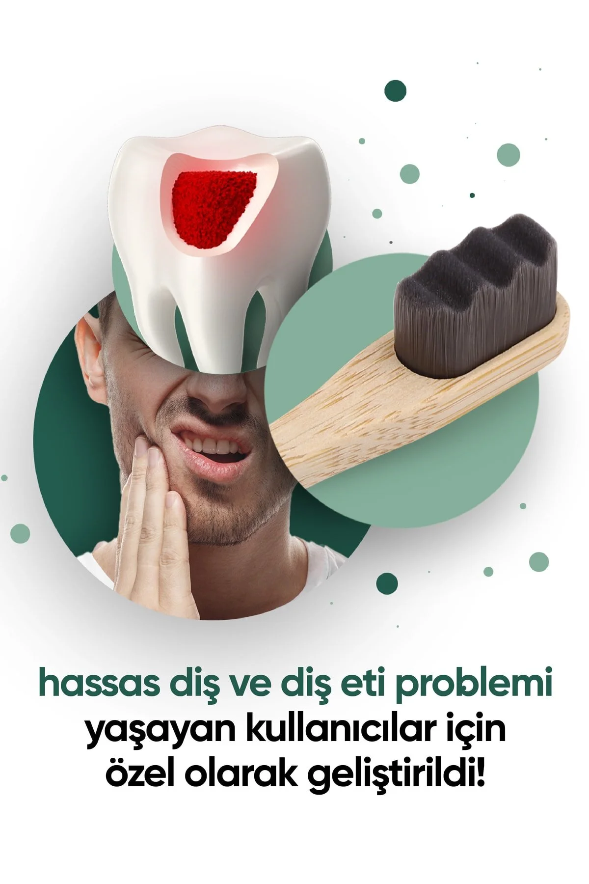 مسواک دستی نانو وگان بامبو با موی نرم برای دندانهای حساس رنگ خاکستری تیره بدون پلاستیک TBRUSH