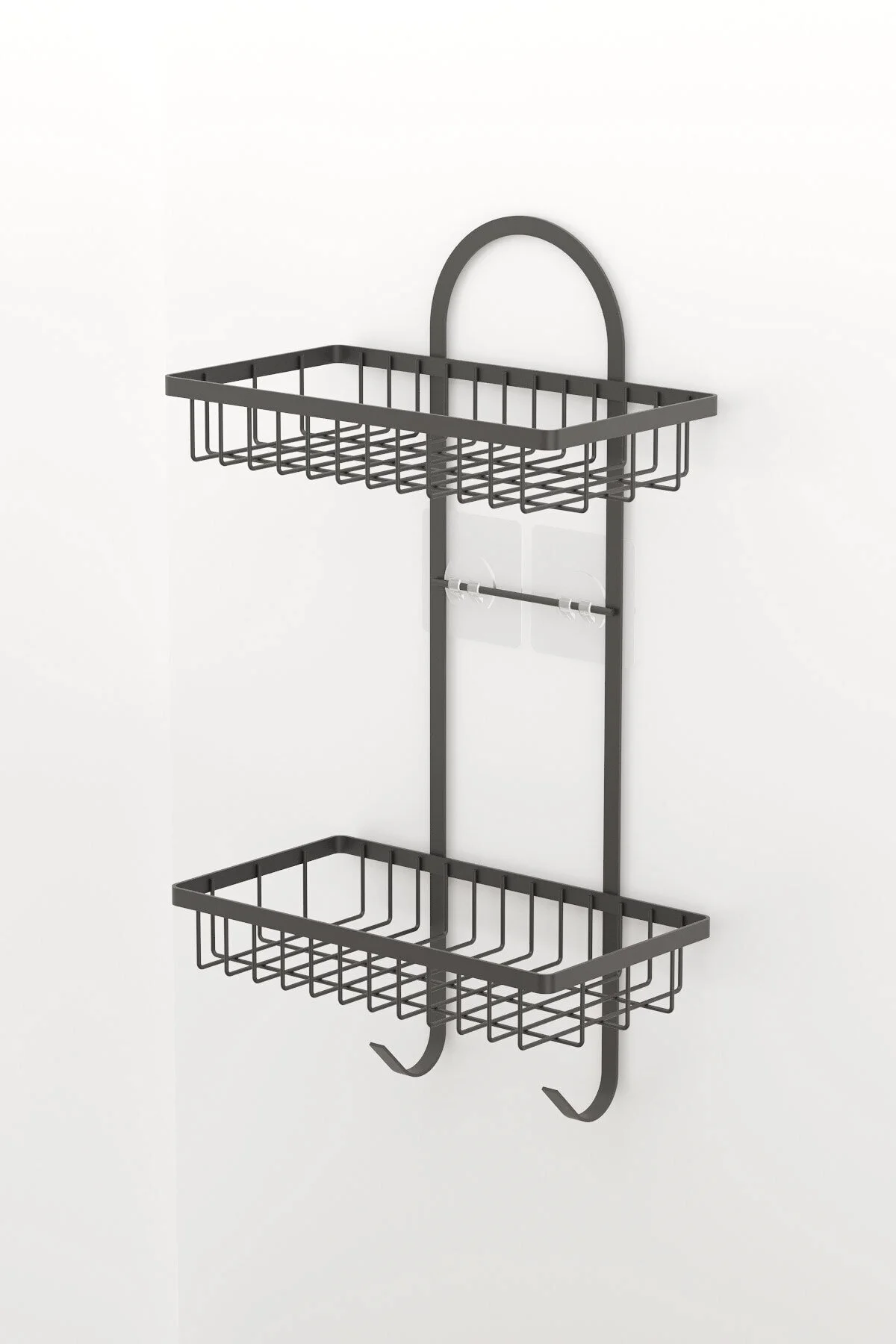 نظم‌دهنده حمام چسب TEKNOTEL دو قفسه آویز استوری مات سیاه ST308 Tekno-tel