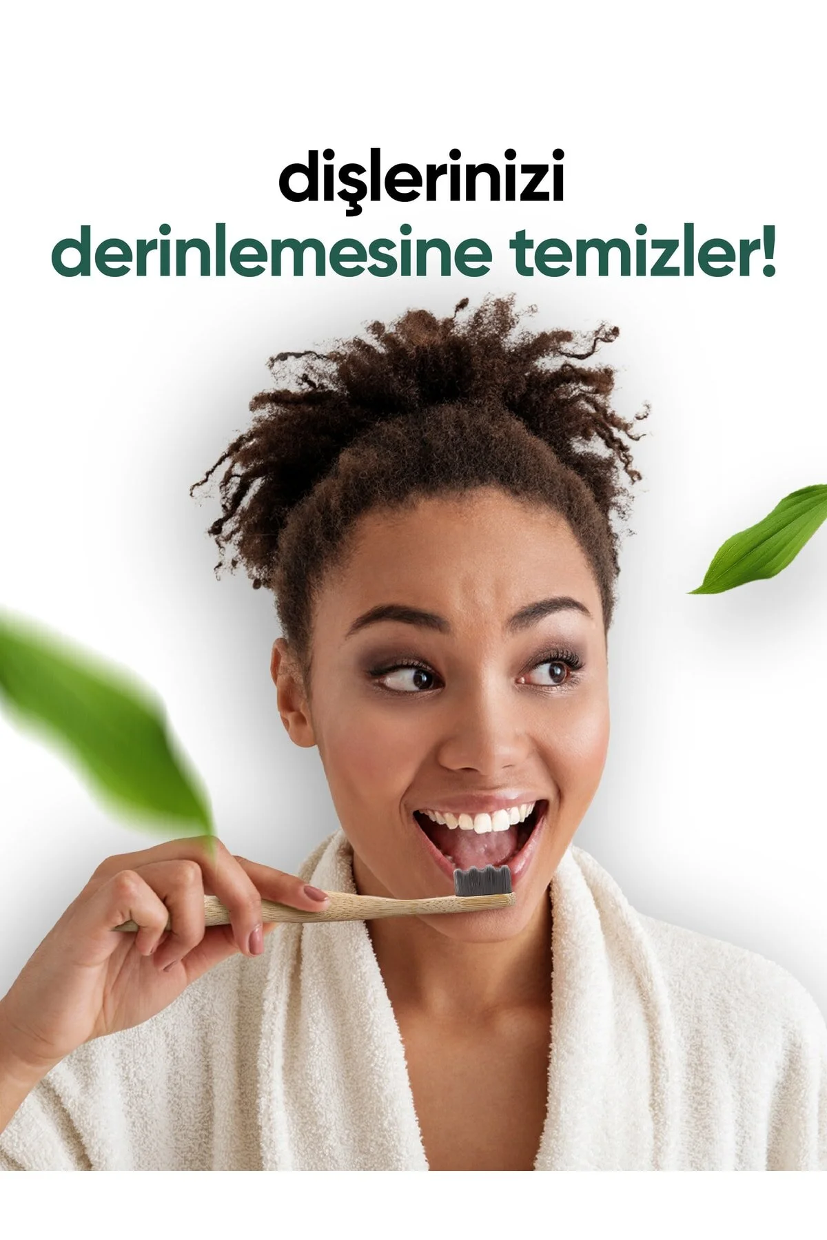 مسواک دستی نانو وگان بامبو با موی نرم برای دندانهای حساس رنگ خاکستری تیره بدون پلاستیک TBRUSH
