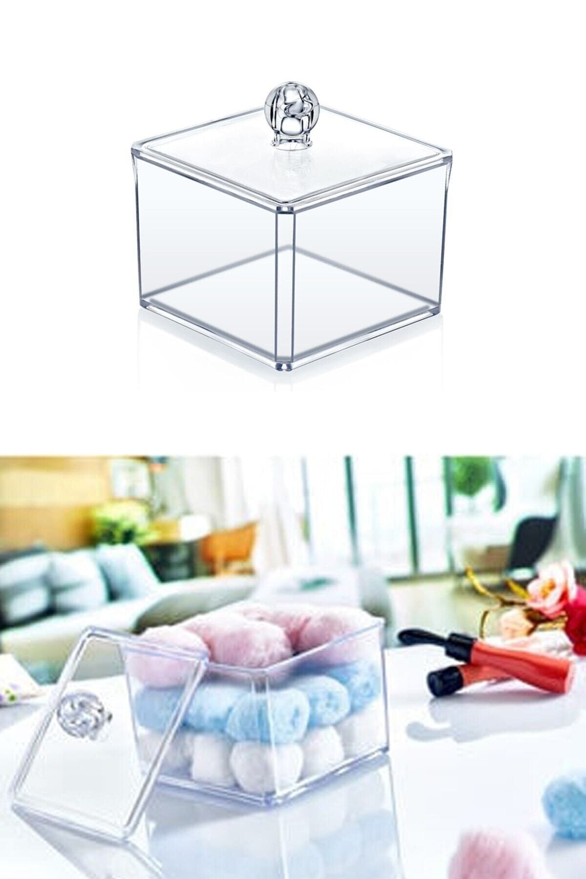 نظم‌دهنده حمام جعبه پنبه مربع شفاف و گوشواره Genel Markalar