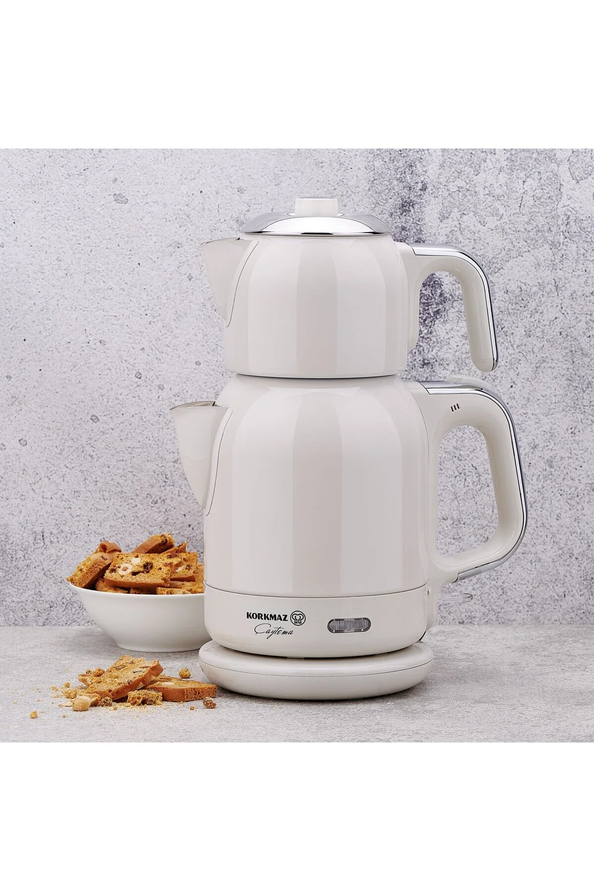 چای ساز TEAPOT برقی KAYTEMA وانیل کروم A331 08 KORKMAZ