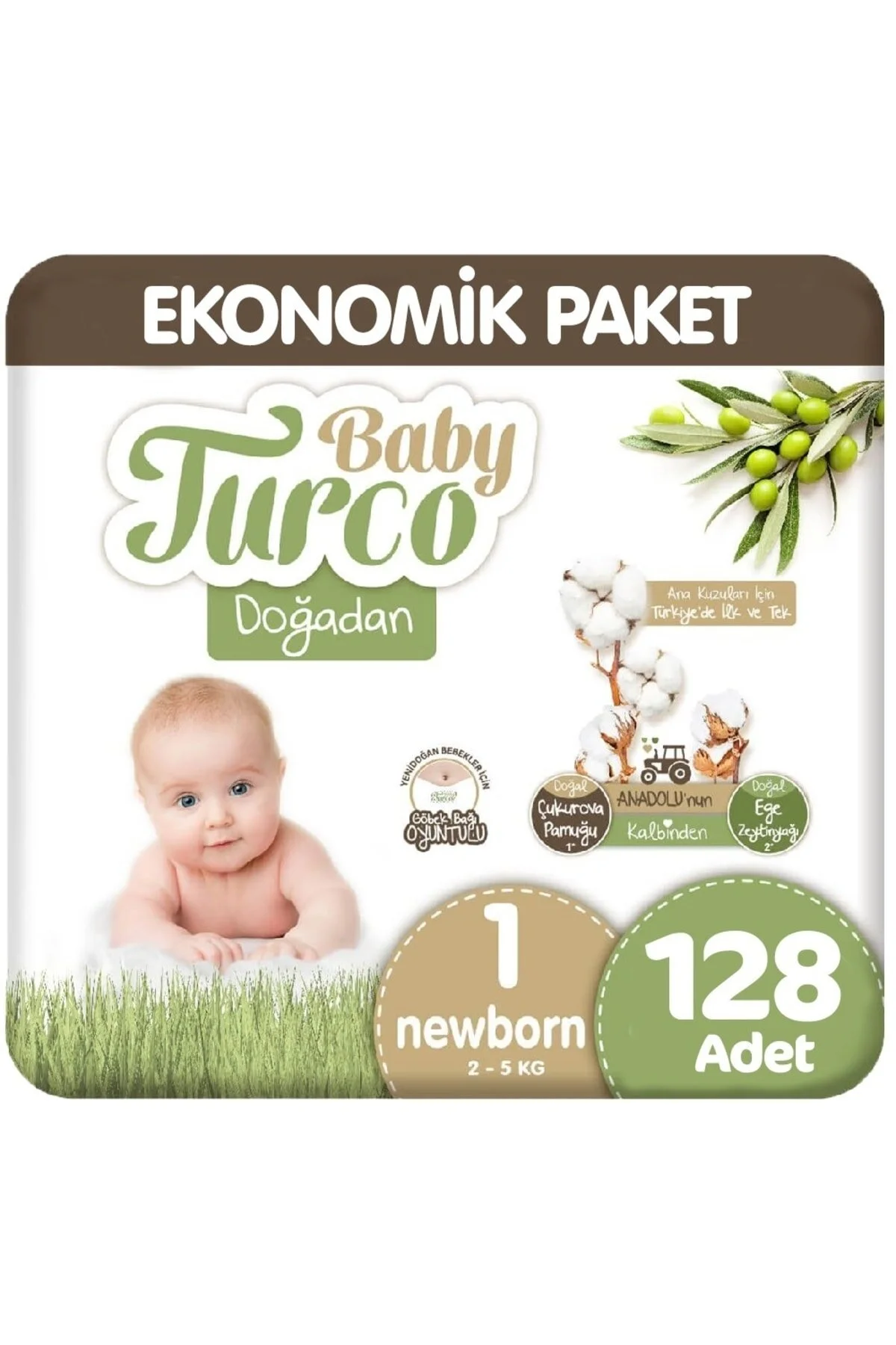 پوشک بچه دوغادان سایز 1 اقتصادی 64X2 128 عدد اورجینال Baby Turco