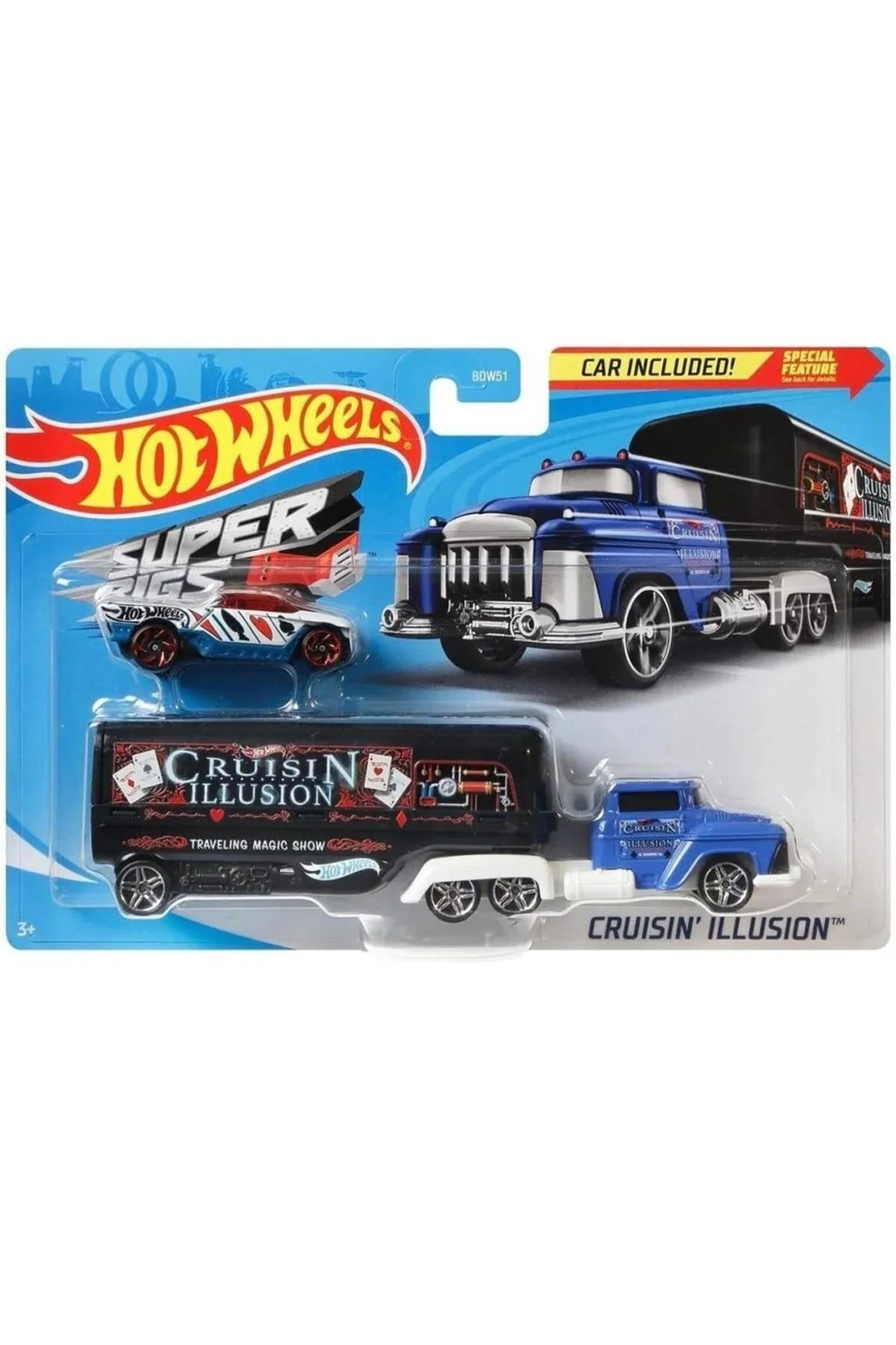 ماشین اسباب بازی کامیون های حامل اصلی ILLUSION GKC27 چرخ و حمل نقل HOT WHEELS