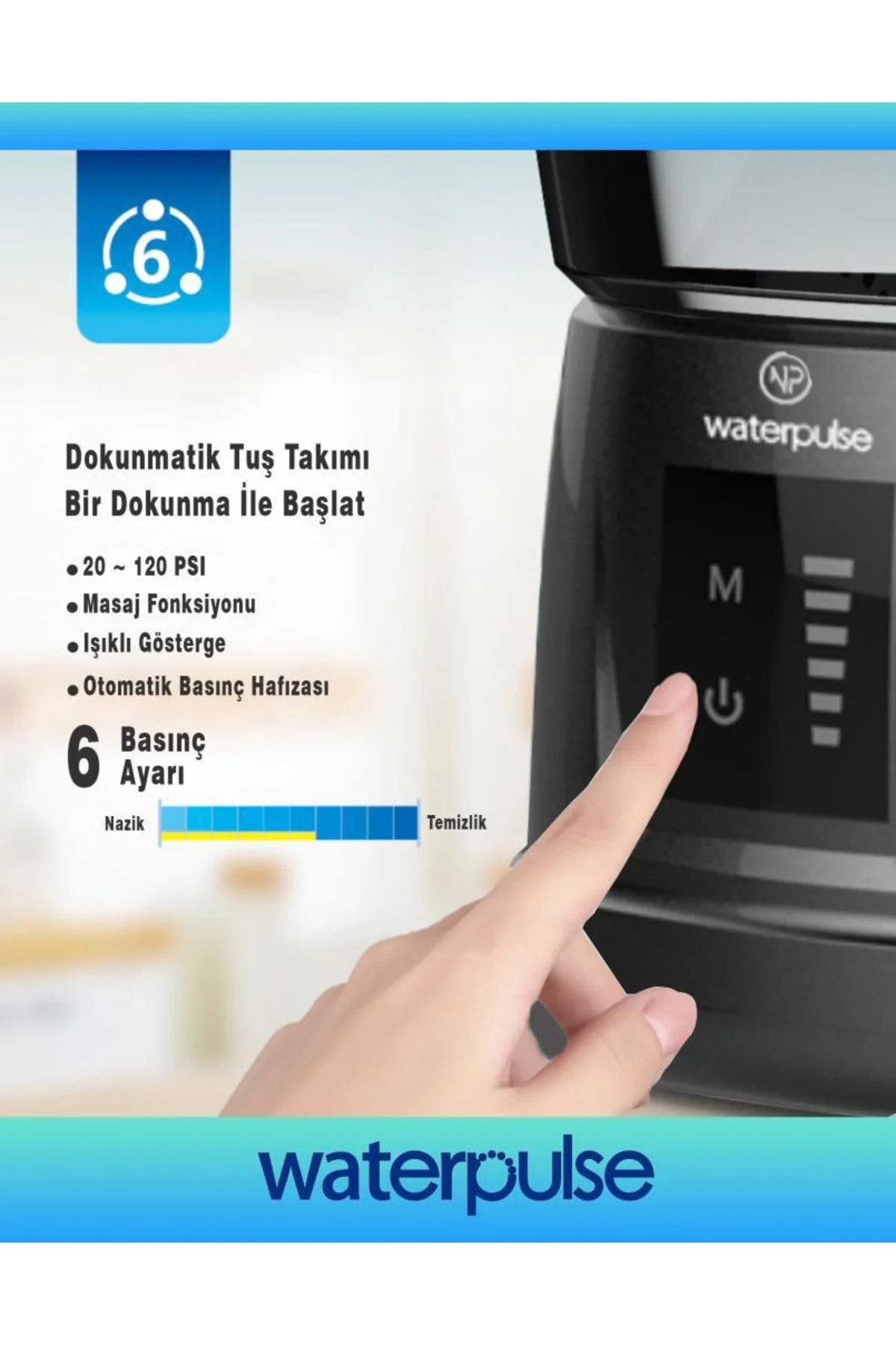 مسواک شارژی واتر جت Wp V700Plus B حرفه ای آب ماساژ 1000 میل پروتز دندانپزشکی و دوش دهان  waterpulse