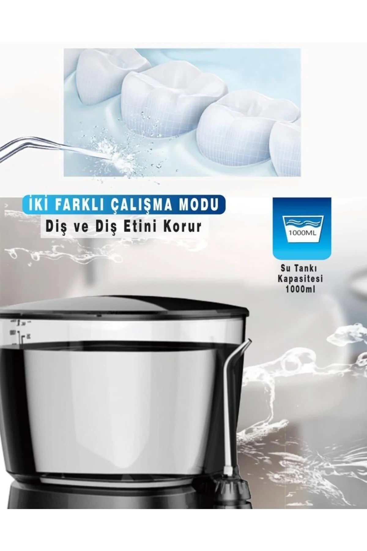 مسواک شارژی واتر جت Wp V700Plus B حرفه ای آب ماساژ 1000 میل پروتز دندانپزشکی و دوش دهان  waterpulse