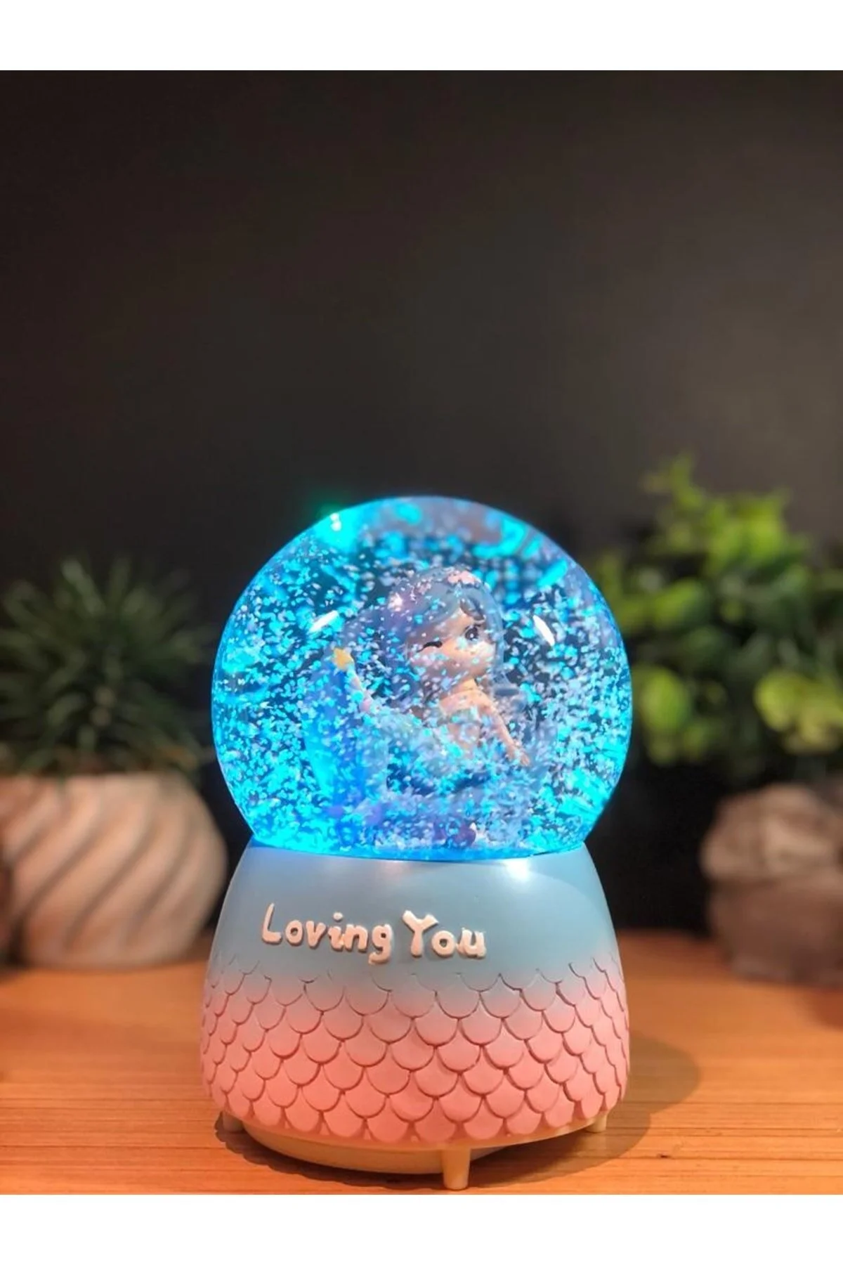 گوی برفی اسپری موزیکال روشن با تم پری دریایی SNOW GLOBE سایز بزرگ از ترکیه Lapidaria