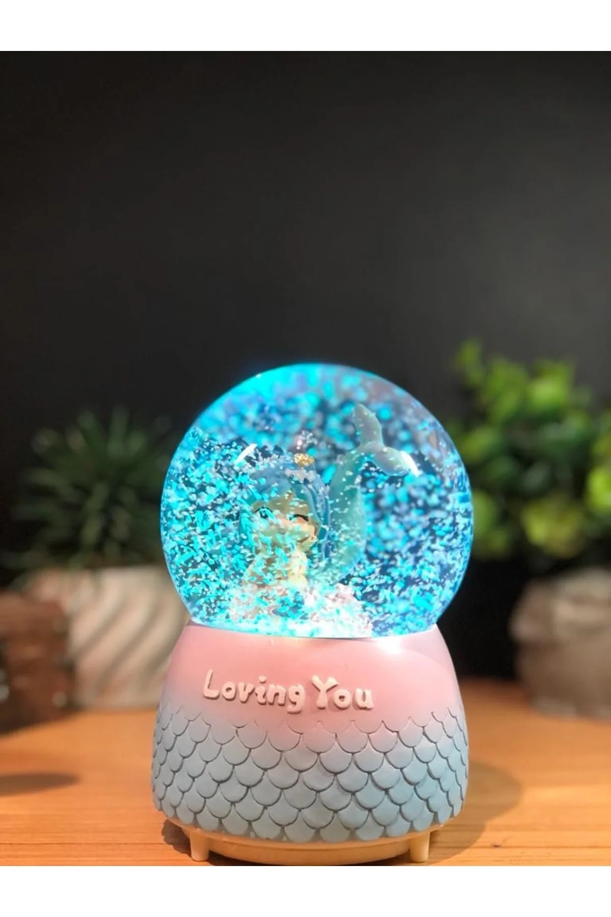 گوی برفی اسپری موزیکال روشن با تم پری دریایی SNOW GLOBE سایز بزرگ از ترکیه Lapidaria
