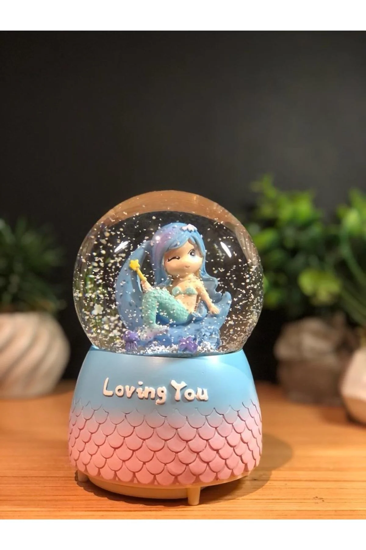 گوی برفی اسپری موزیکال روشن با تم پری دریایی SNOW GLOBE سایز بزرگ از ترکیه Lapidaria