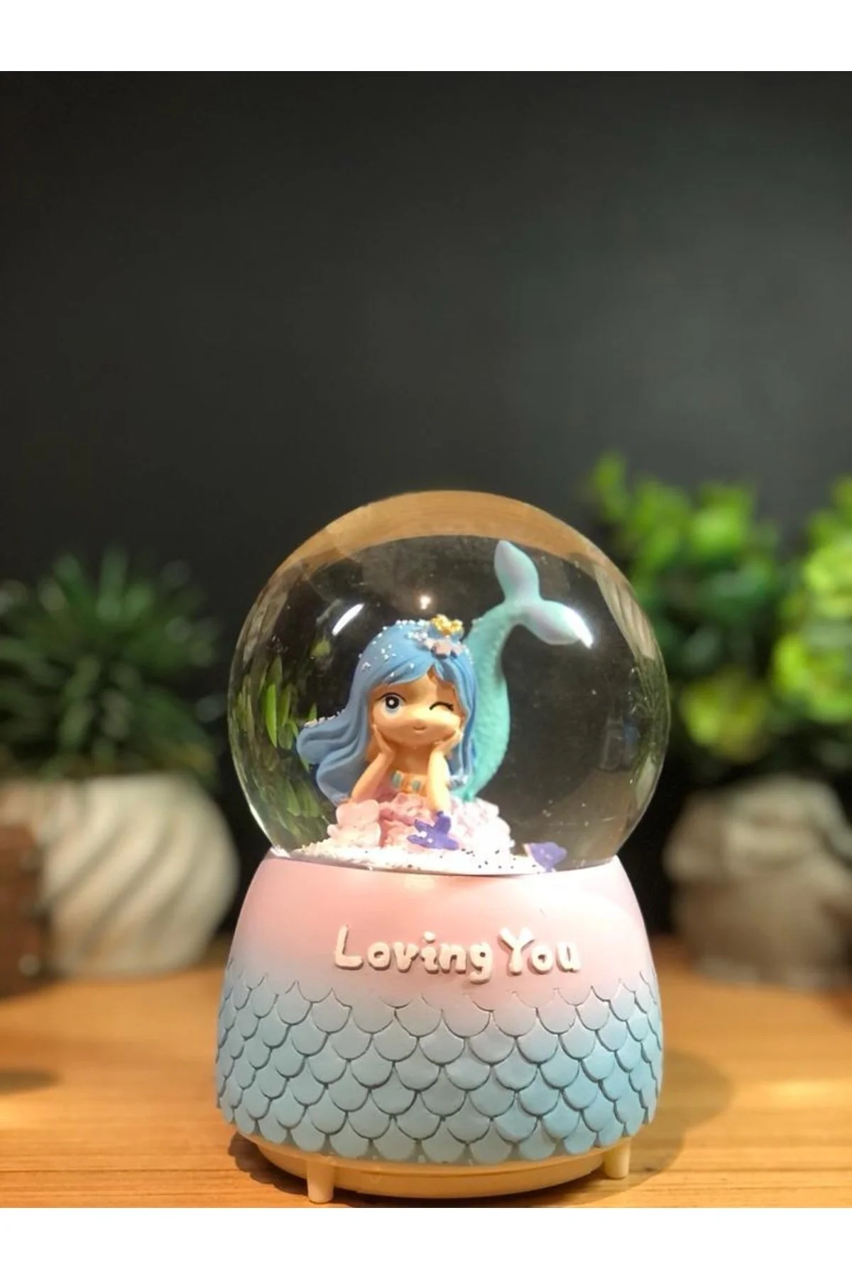 گوی برفی اسپری موزیکال روشن با تم پری دریایی SNOW GLOBE سایز بزرگ از ترکیه Lapidaria