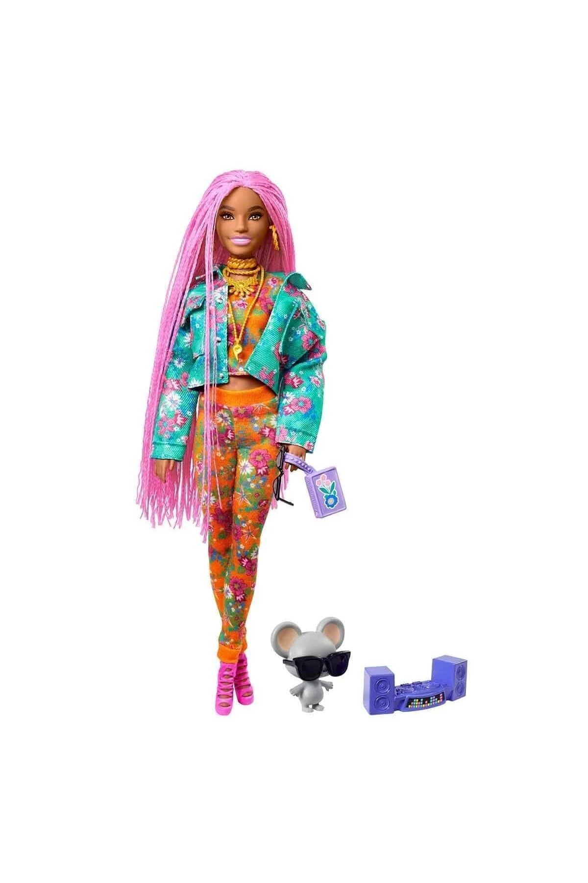 عروسک های پلاستیکی باربی موهای بافتنی فوق العاده صورتی BABY GXF09 Mattel