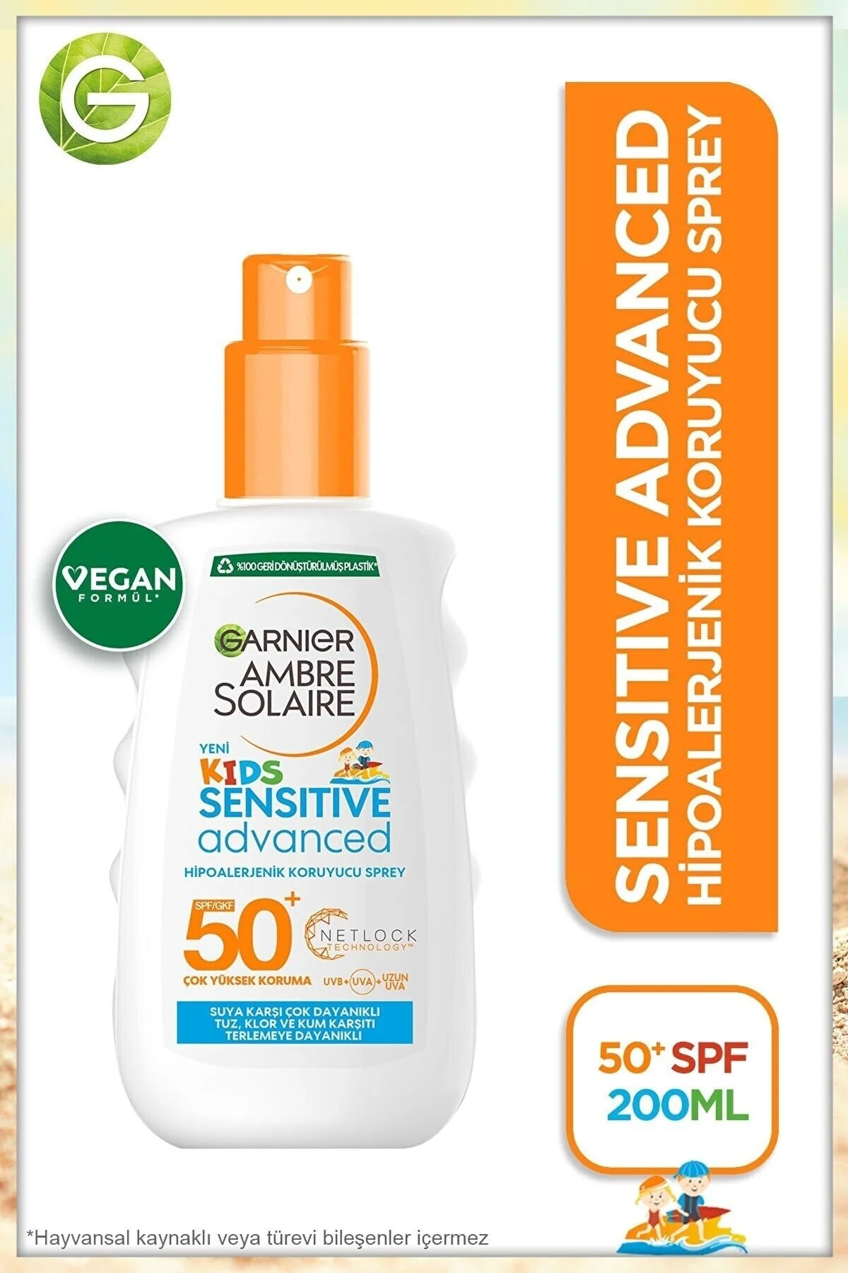 کرم ضد آفتاب بدن دخترانه و پسرانه بچگانه KEYONLINE AMBRE SOLAIRE PROTECTIVE SPRAY SPF 50 200 .. MLL Garnier