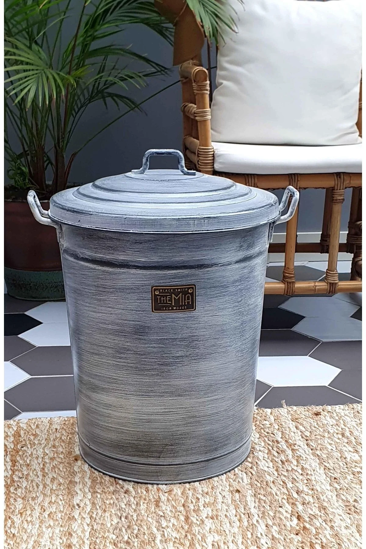 سبد رخت چند رنگ لباسشویی 60Lt 50Lt 50X47Cm Galvanized Stone Stn0006 The Mia