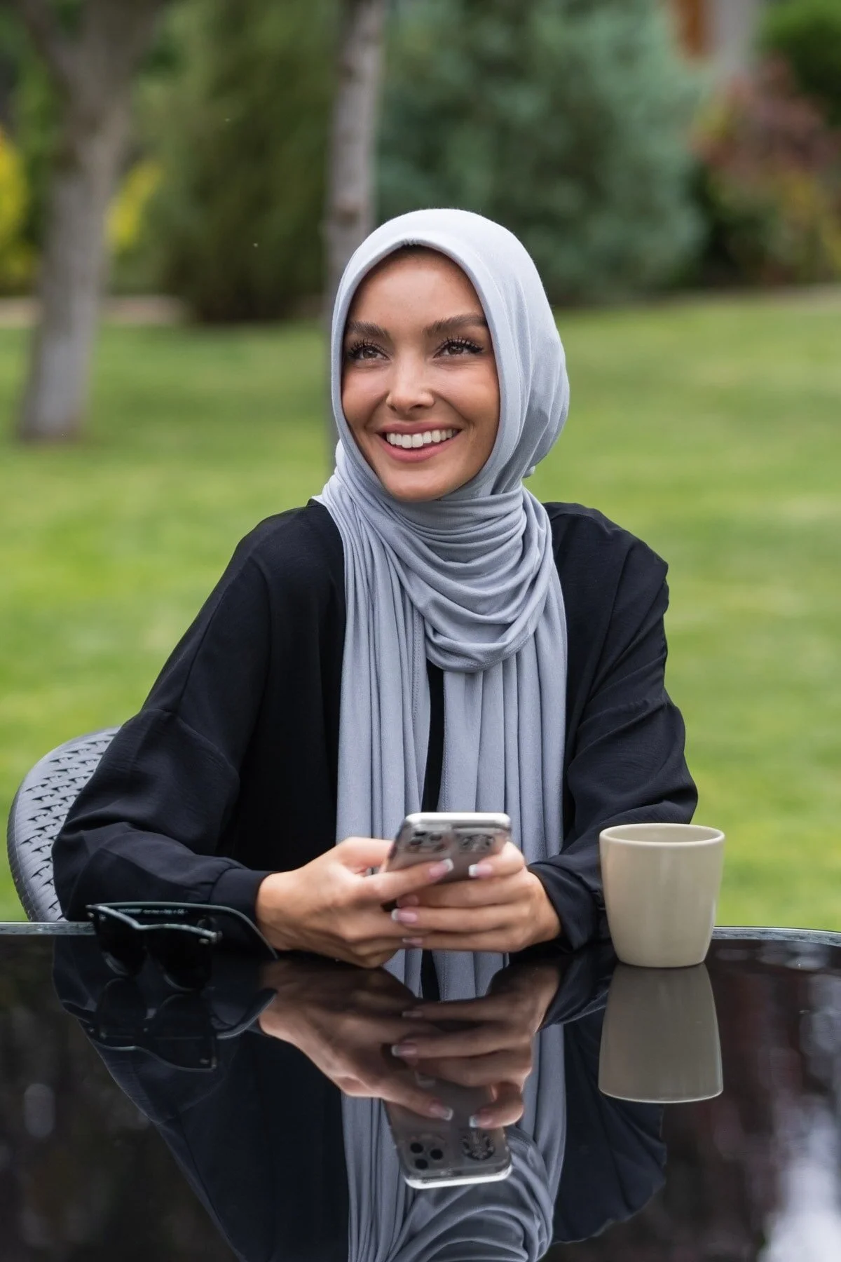 شال نخی شانه دار خاکستری ELANS
