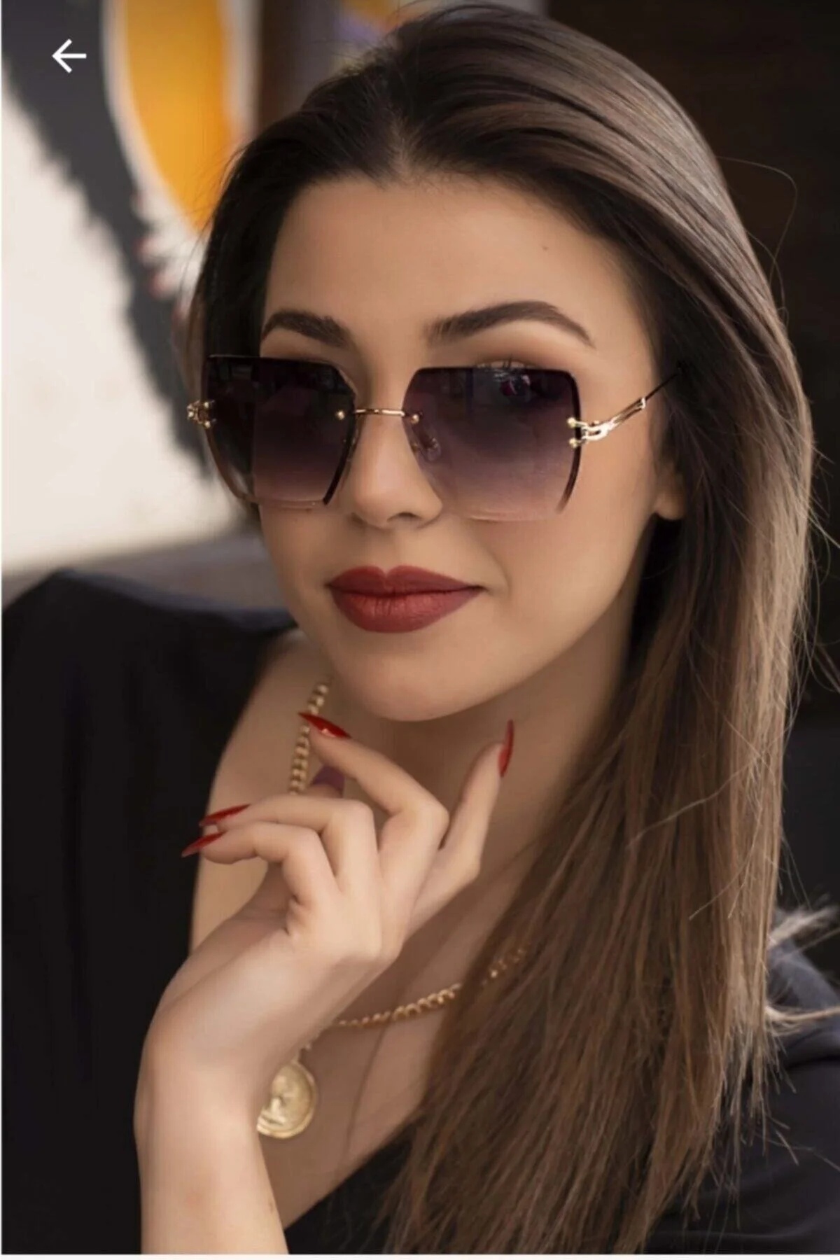 عینک آفتابی سیاه کریستال مربع PAREKRSKESIM NO7621 اورجینال gulflower nude