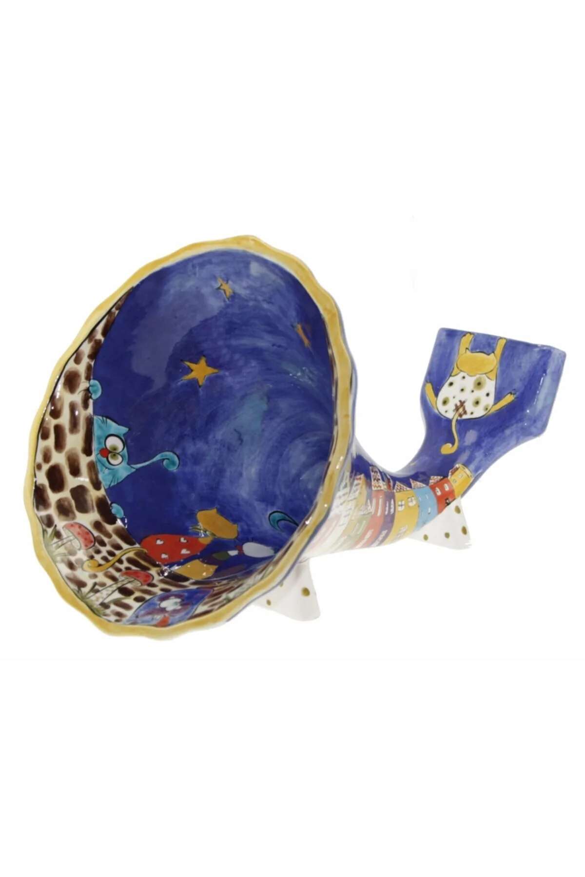 اشیاء دکوراتیو و مجسمه چند رنگ مردانه زنانه دکوری گوش تلفن سرگرم کننده Gramafon 23X32 سانتی متر  OTANTİK ÇİNİ