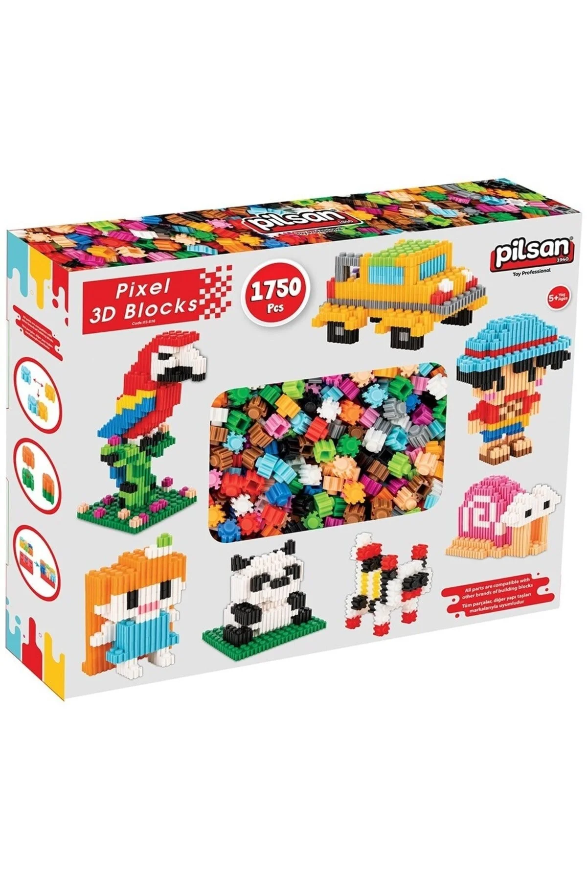 لگو و اسباب بازی های ساخت محور PIXEL 3D BLOCKS 1750 PIECES از ترکیه PİLSAN