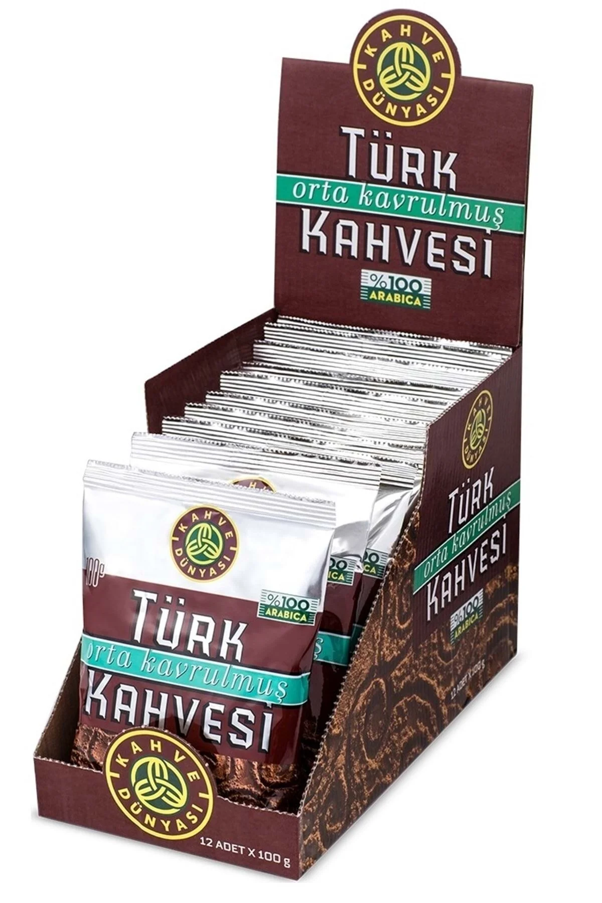 قهوه ترک متوسط ​​بو داده 100 گرم ست 12 تایی مجموع: 1200 دونیاسی Kahve Dünyası