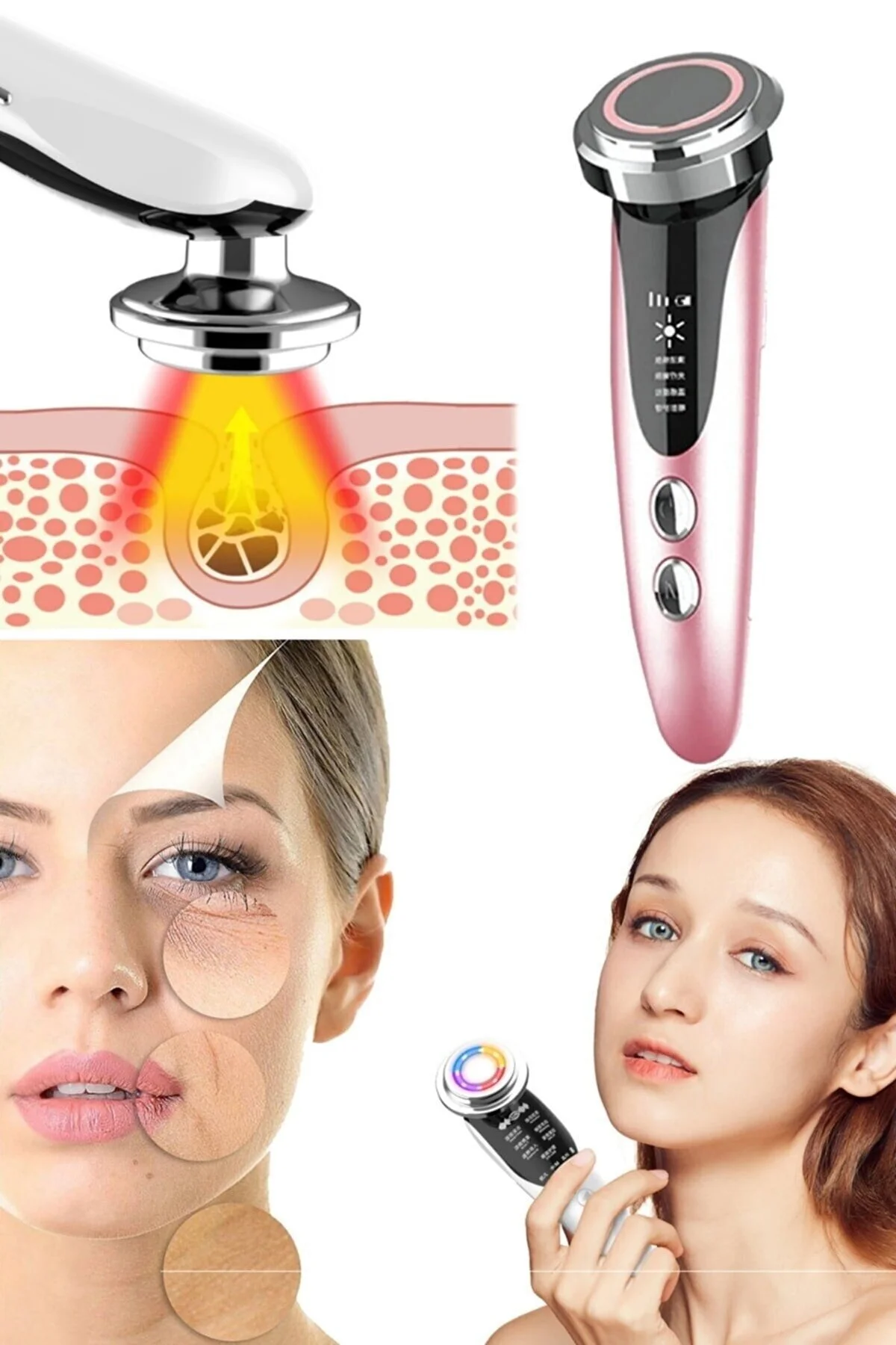 ماساژور صورت 5 از 1 دستگاه مراقبت گرم شدن ابزار کاوش آهن سفت Genel Markalar