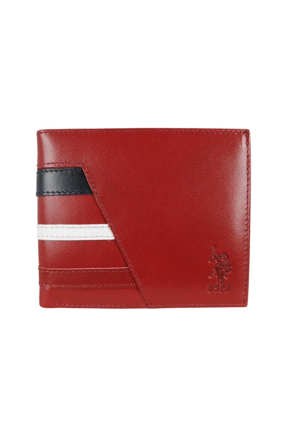 کیف پول مردانه چرمی رنگ بادمجانی  U.S. Polo Assn.