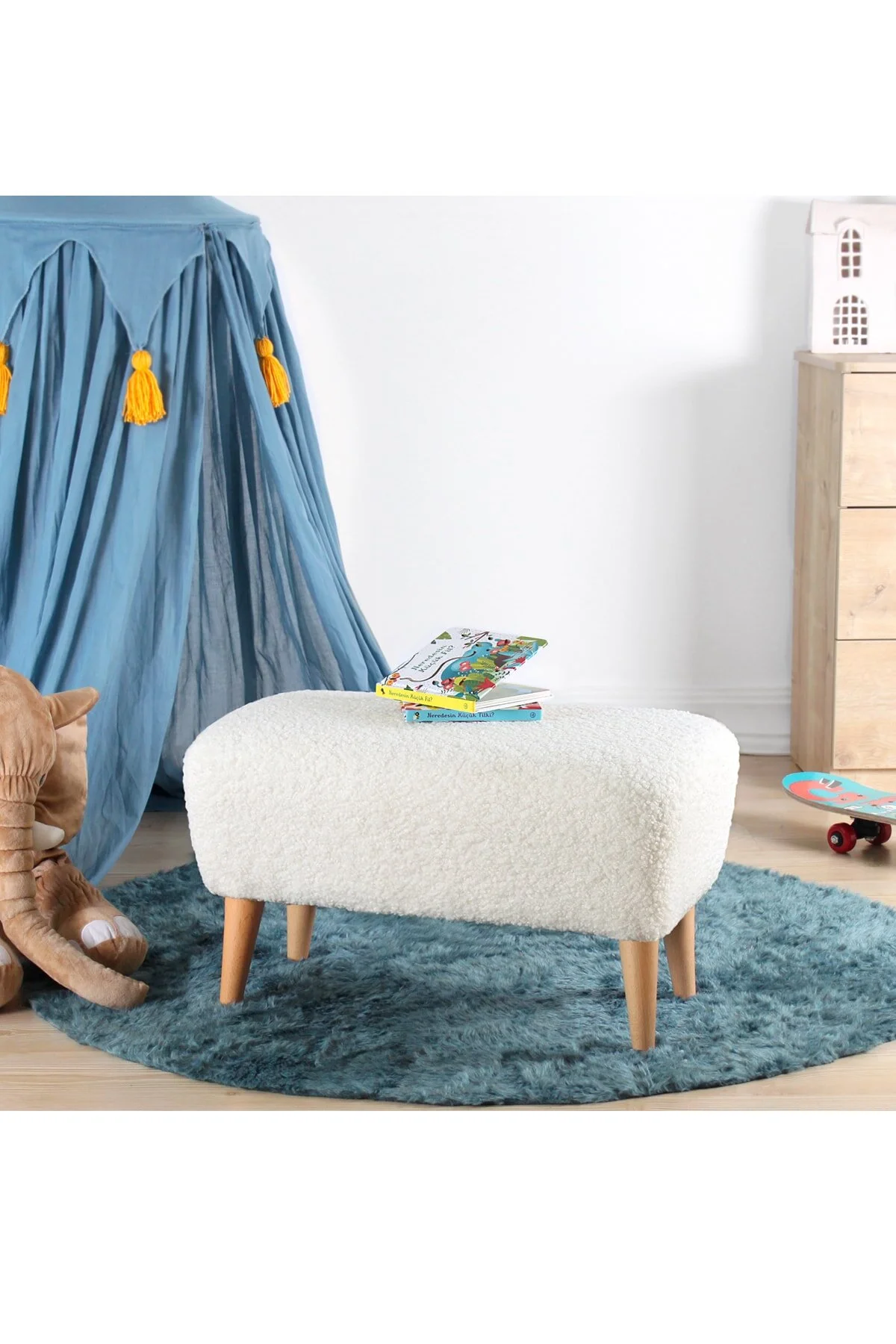 صندلی و مبل اتاق نوزاد MOOUV KIDS BENCH PUFF BEYAZ Lorence Home