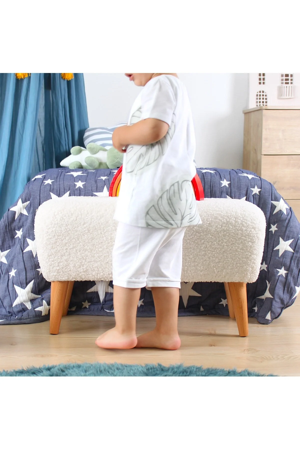 صندلی و مبل اتاق نوزاد MOOUV KIDS BENCH PUFF BEYAZ Lorence Home