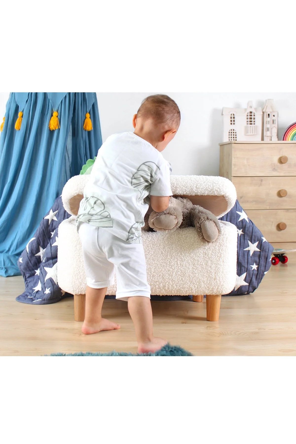 صندلی و مبل اتاق نوزاد YOMME KIDS CRAZY PUFF BEYAZ TEDDY Lorence Home