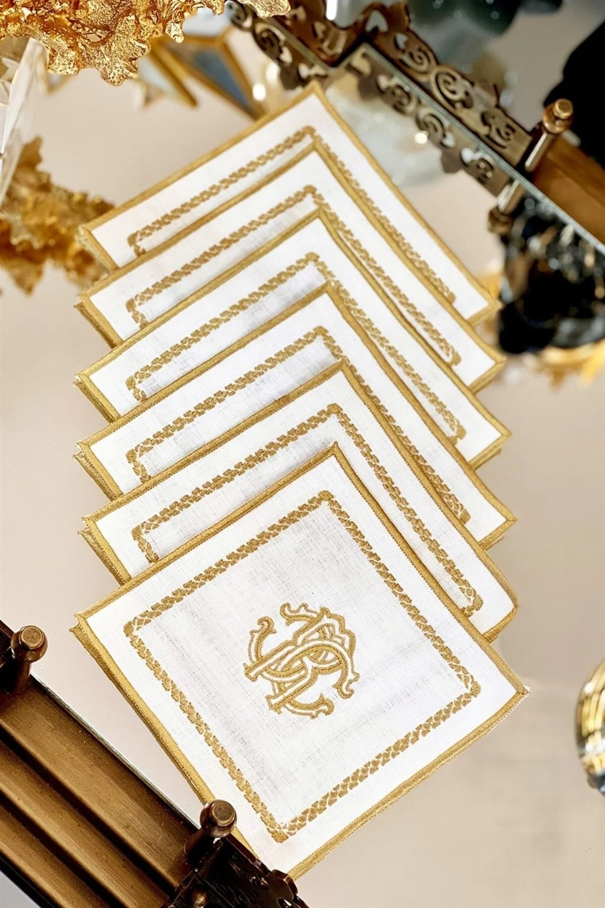ARTER Home ست دستمال کاغذی کوکتل RC طلا 4 تایی