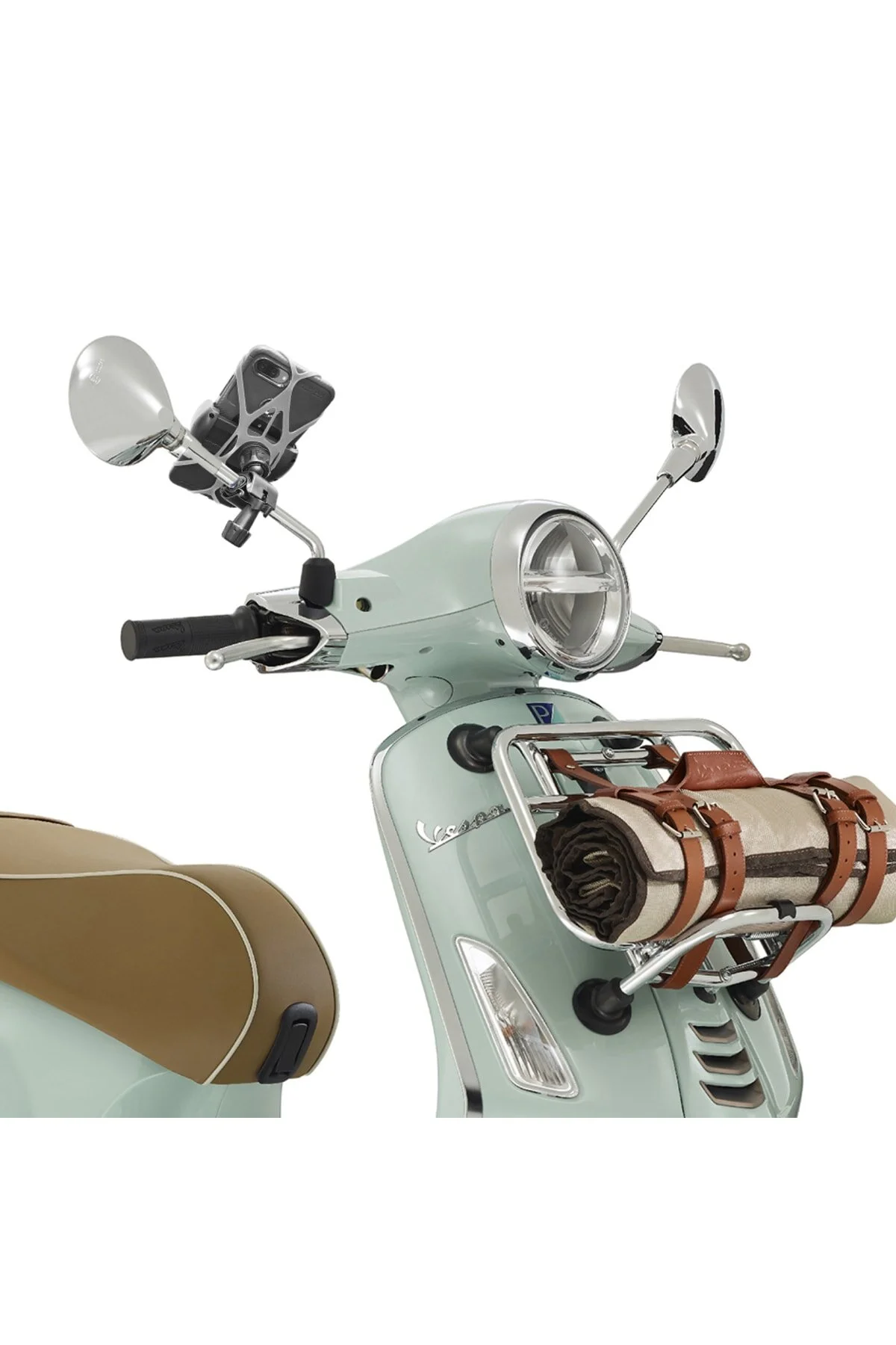 نگهدارنده تجهیزات موتورسیکلت برقی Vespa سازگار با آینه تلفن سیاه و سفید پاورتچ  Powertec