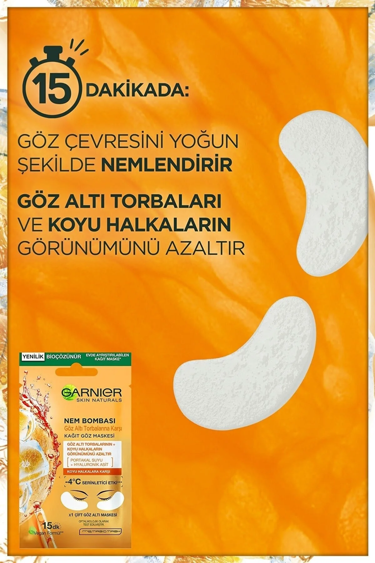 ماسک چشم کاغذ بمب رطوبت در برابر کیسه های زیر 3 قطعه مجموعه Garnier