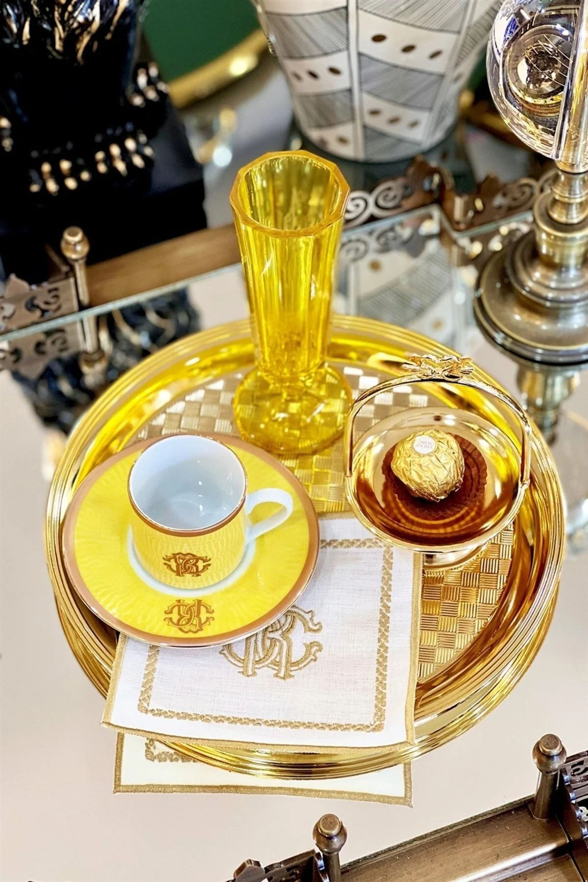 ARTER Home ست دستمال کاغذی کوکتل RC طلا 4 تایی