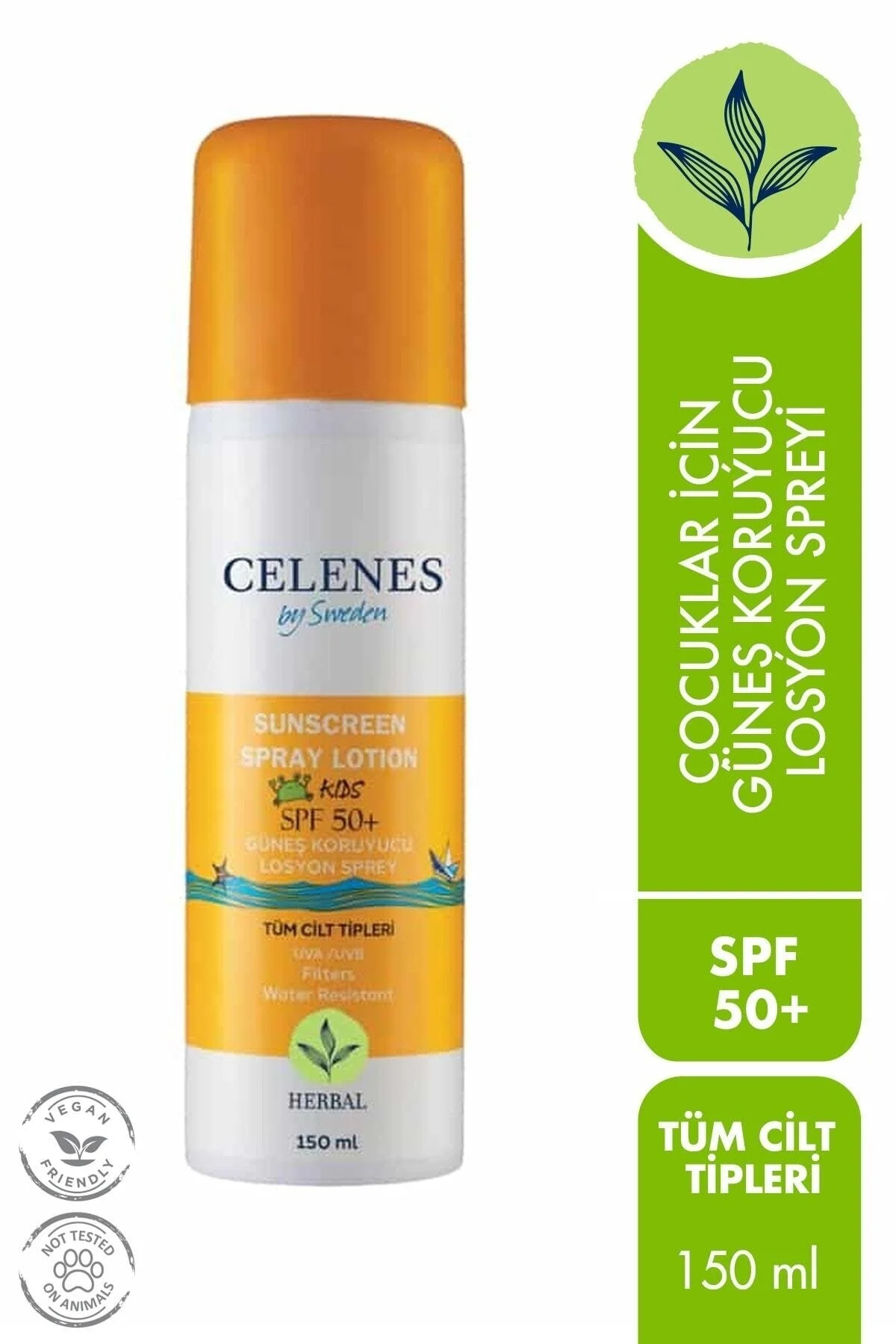 کرم ضد آفتاب بدن دخترانه و پسرانه بچگانه لوسیون سوپر اسپری 50 SPF 150ML کودک همه انواع پوست Celenes by Sweden