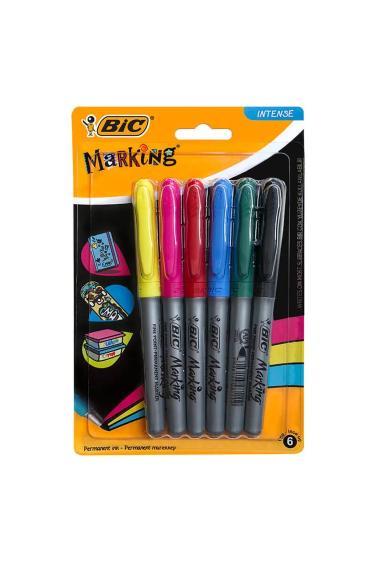 ماژیک نوک نمدی چند رنگ مارک 6 تاول اورجینال بیک Bic