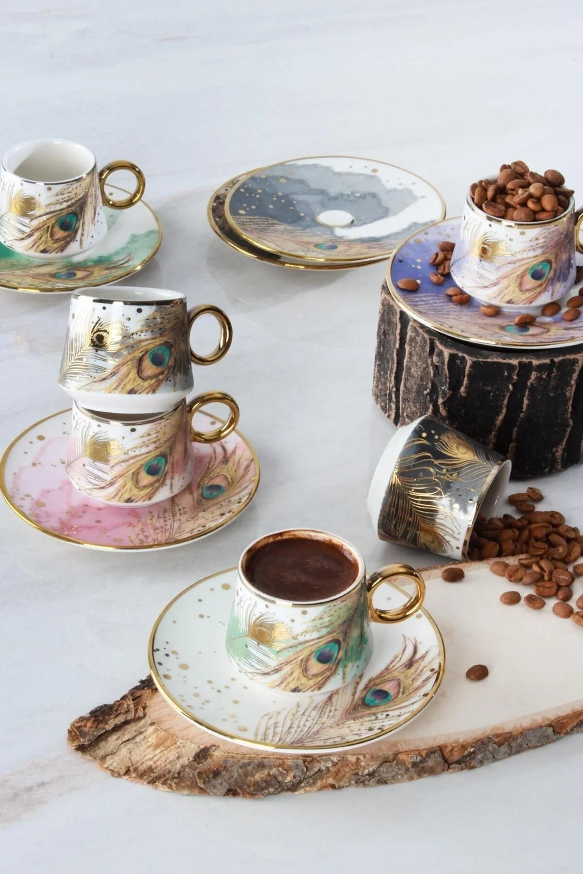 فنجان قهوه STD BLAZE 6 PERSON 90ML CUP CUPPLE PORCELAIN SET 0128 CLASSIC ACAR