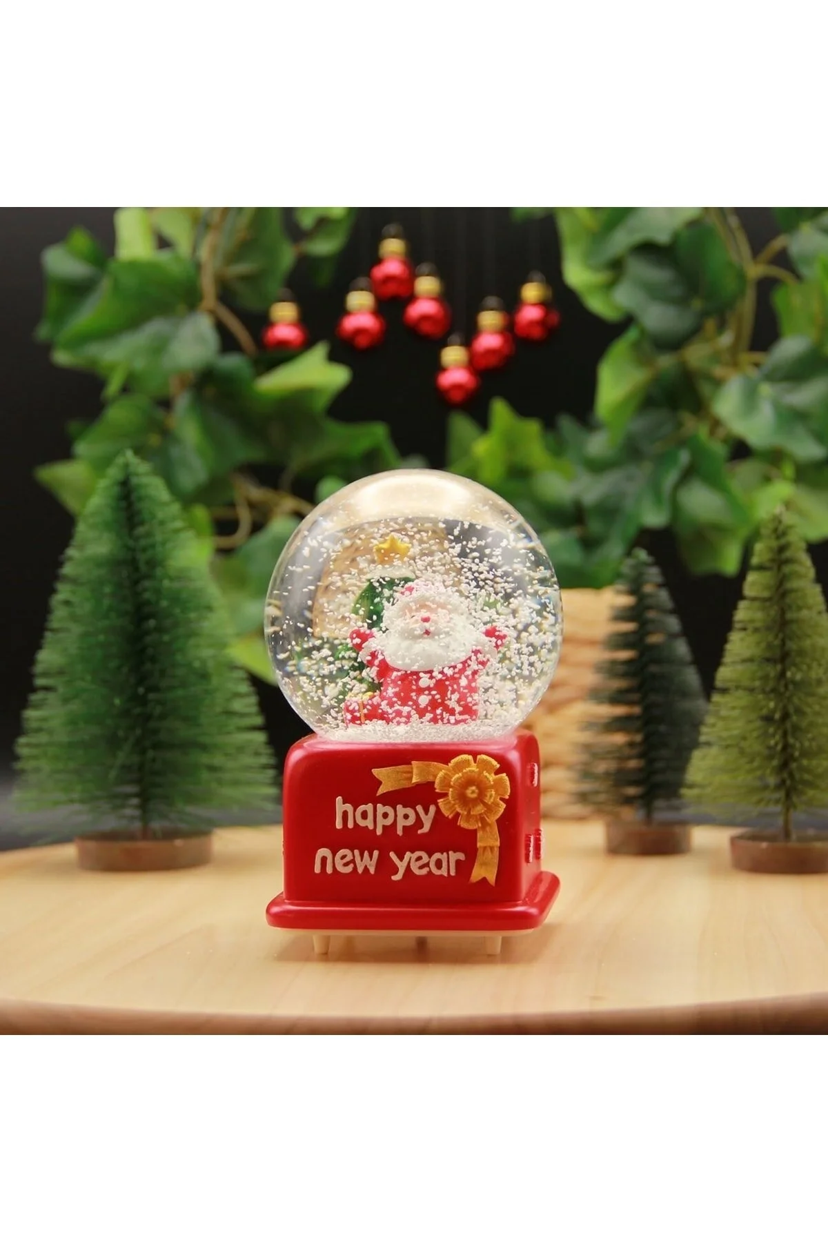 گوی برفی کریسمس SNOW GLOBE با بابانوئل و چراغ موسیقی از ترکیه HEDİYEBİZİZ