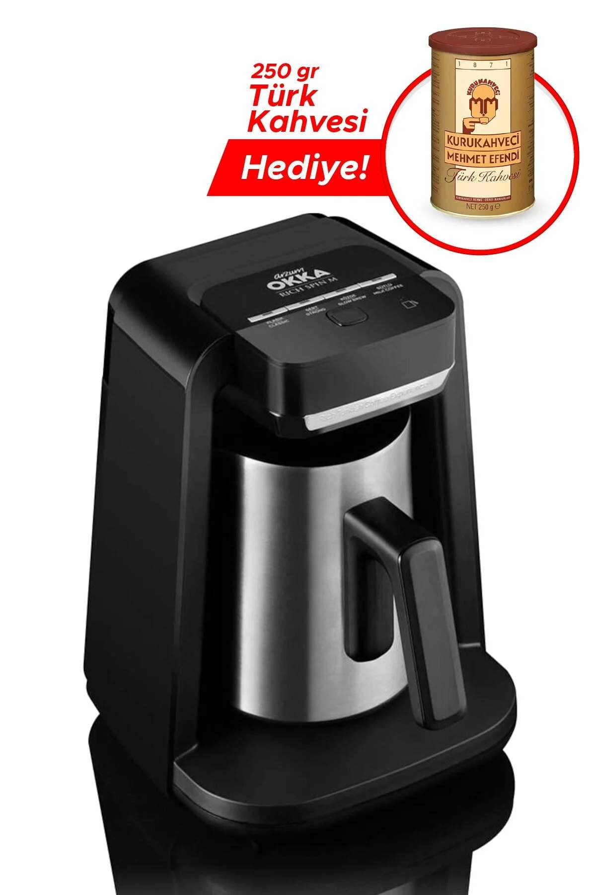 قهوه ساز ترک مشکی Ok0012 k Okka Rich Spin M Milk ترکی کروم OK0012 K HEDIYELI Arzum