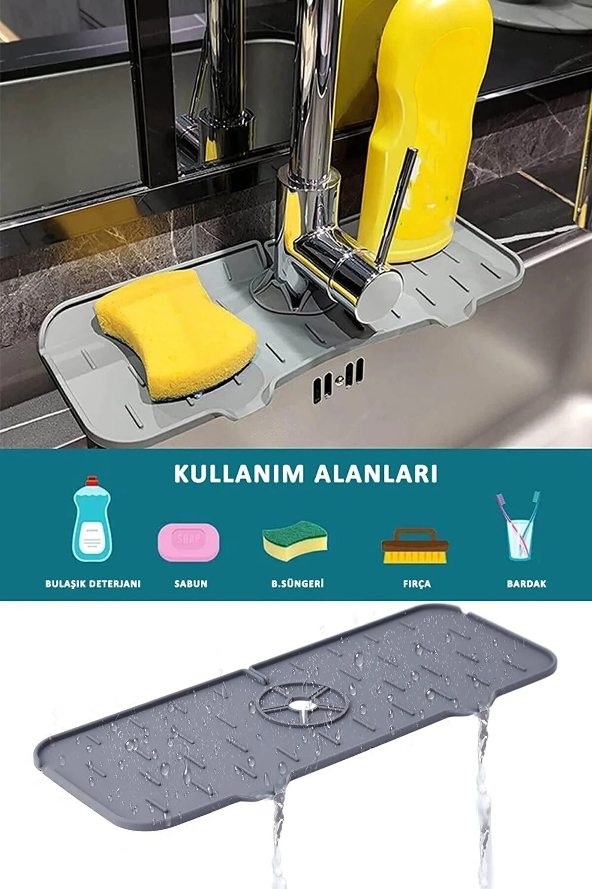 جاصابونی خاکستری شیر آب ماتی آشپزخانه حمام محافظت از حقوقی MATI MAT İLİVA