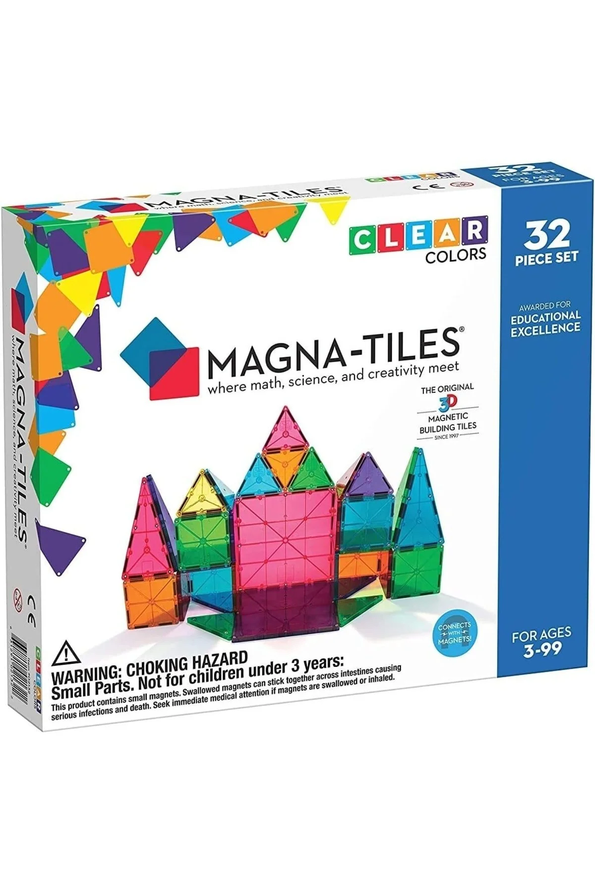لگو و اسباب بازی های ساخت محور MAGNATILES CLEAR COLOR 32 قطعه از ترکیه Magna Tiles