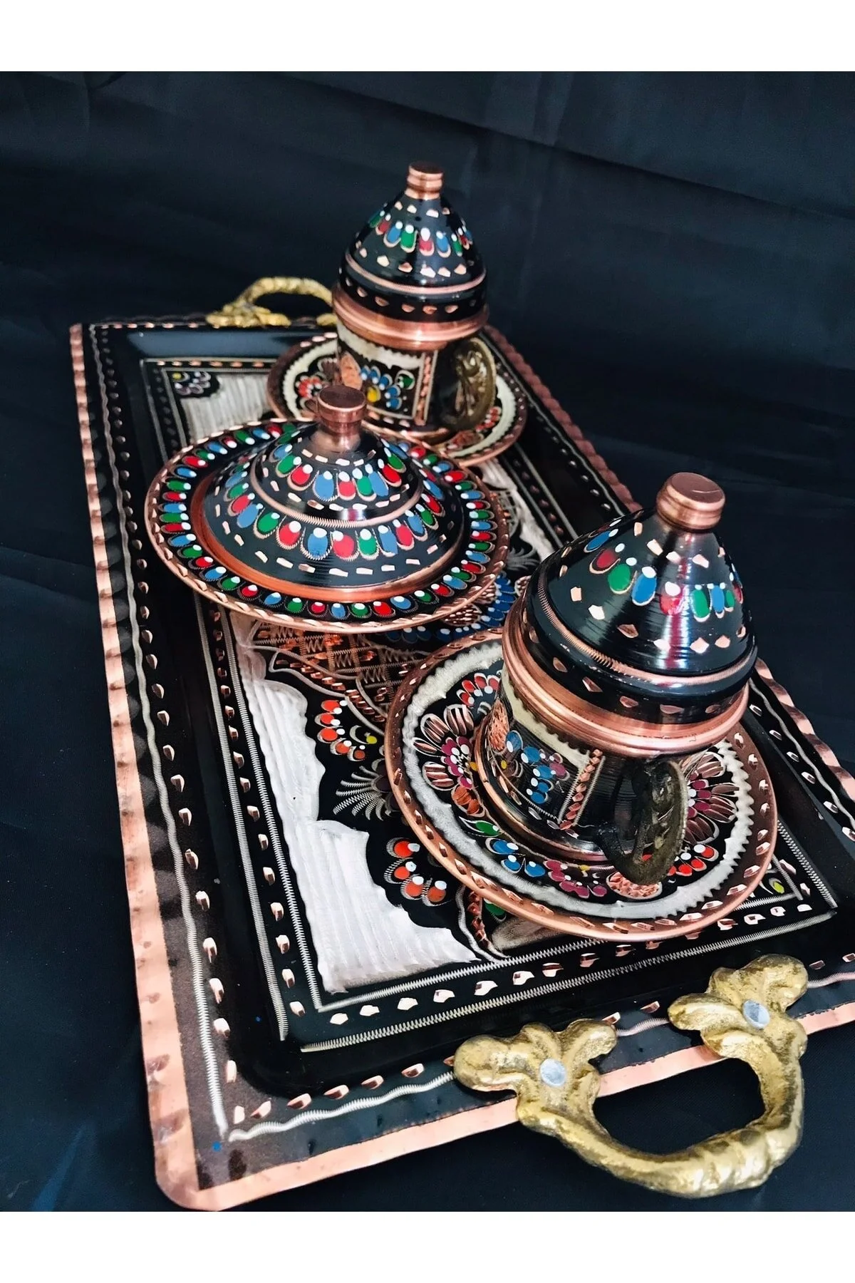 فنجان قهوه چند رنگ مسی مجموعه تجارت مس 003  Zinnun