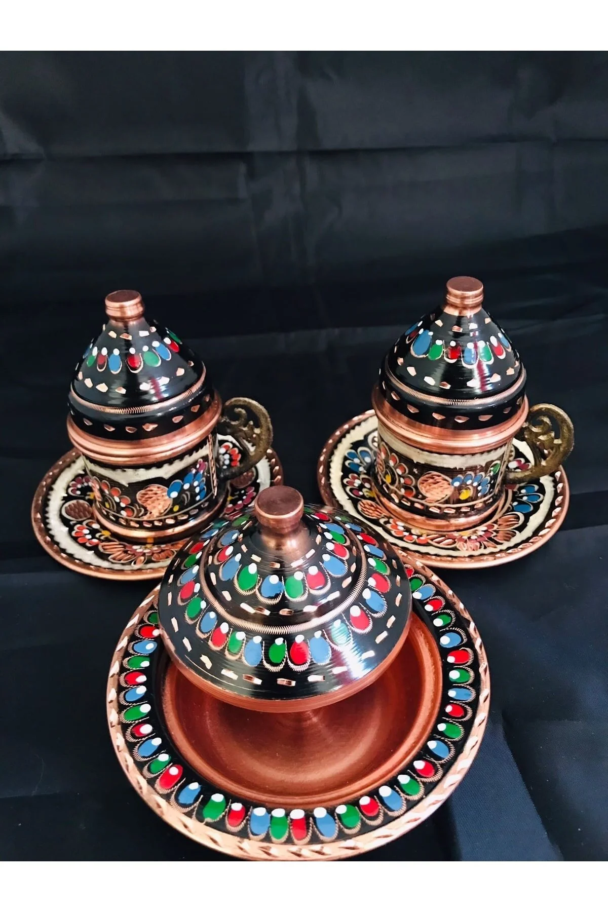 فنجان قهوه چند رنگ مسی مجموعه تجارت مس 003  Zinnun
