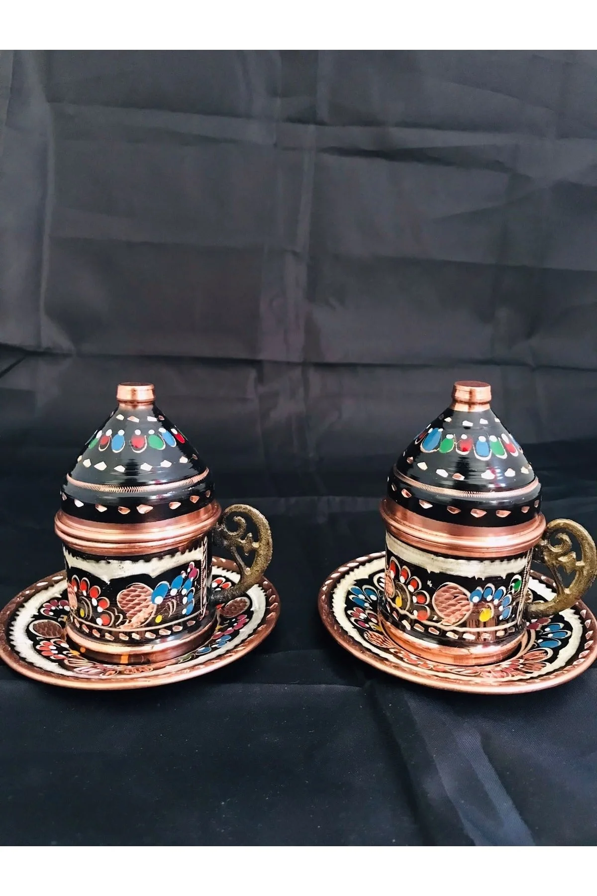 فنجان قهوه چند رنگ مسی مجموعه تجارت مس 003  Zinnun