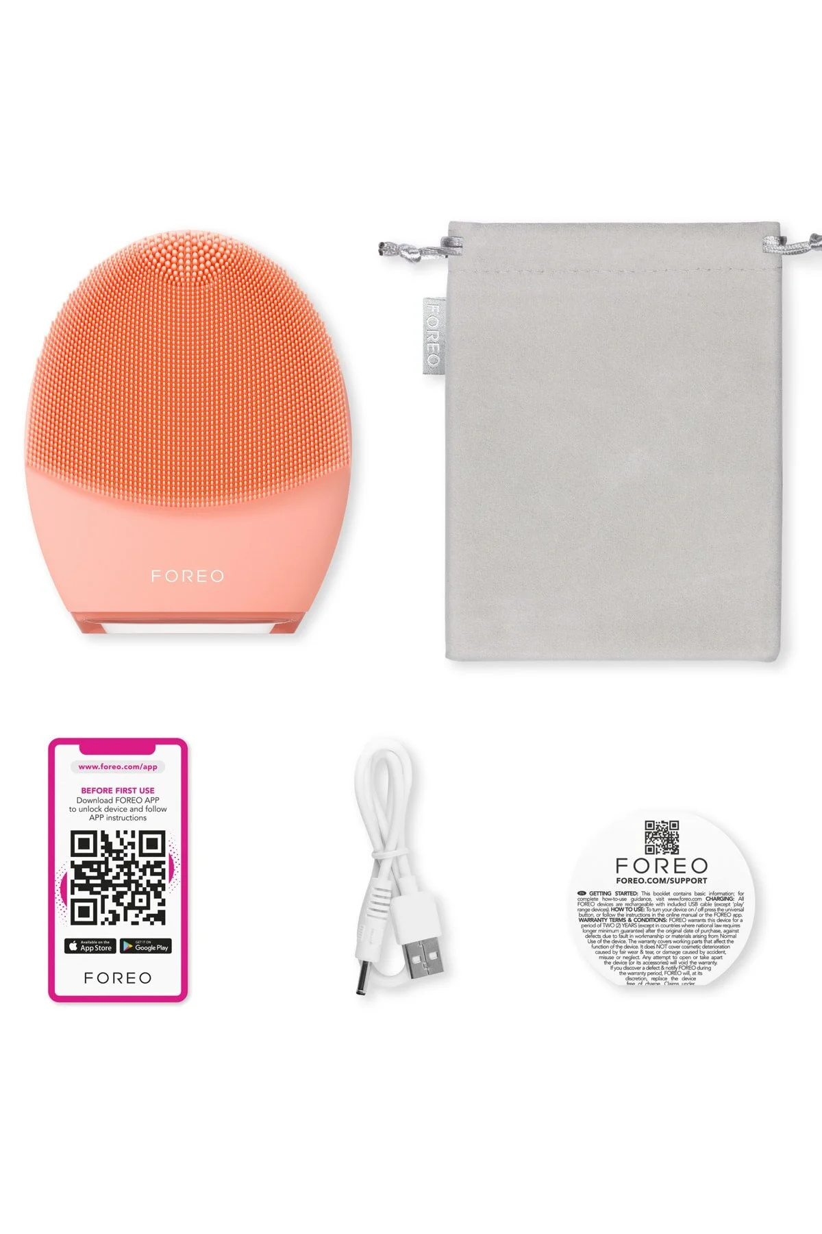 دستگاه شستشوی صورت نارنجی واتر جت ماساژ تمیز کننده و محکم برای پوست 4 Luna ™  Foreo