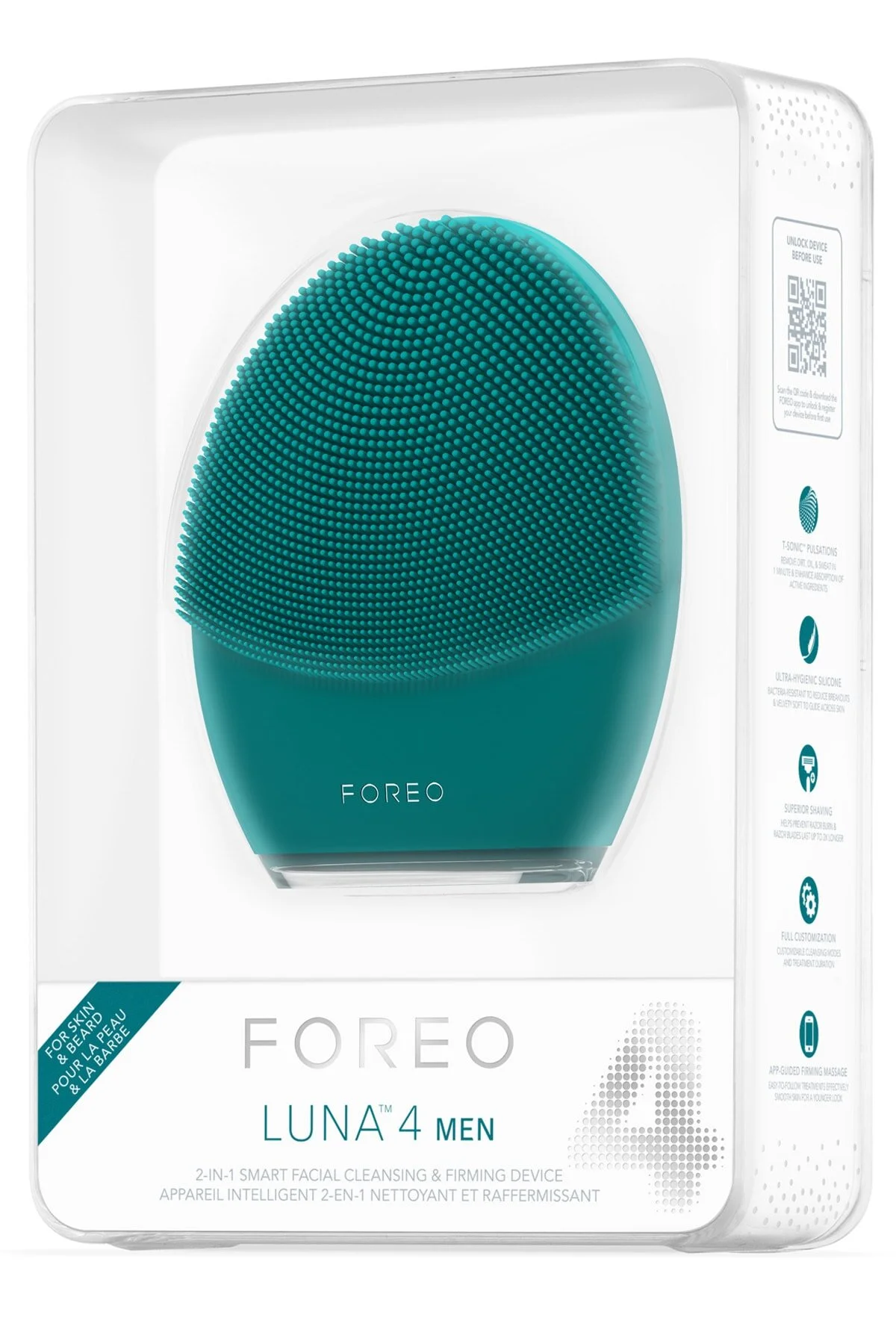 دستگاه شستشوی صورت سبز واتر جت لونا ™ 4 مرد تمیز کردن و ماساژ محکم  Foreo