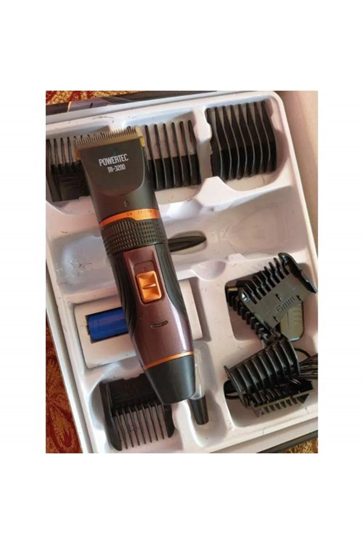 ماشین اصلاح سیاه برقی دستگاه ریش تراش مو 3200 پاورتچ  Powertec
