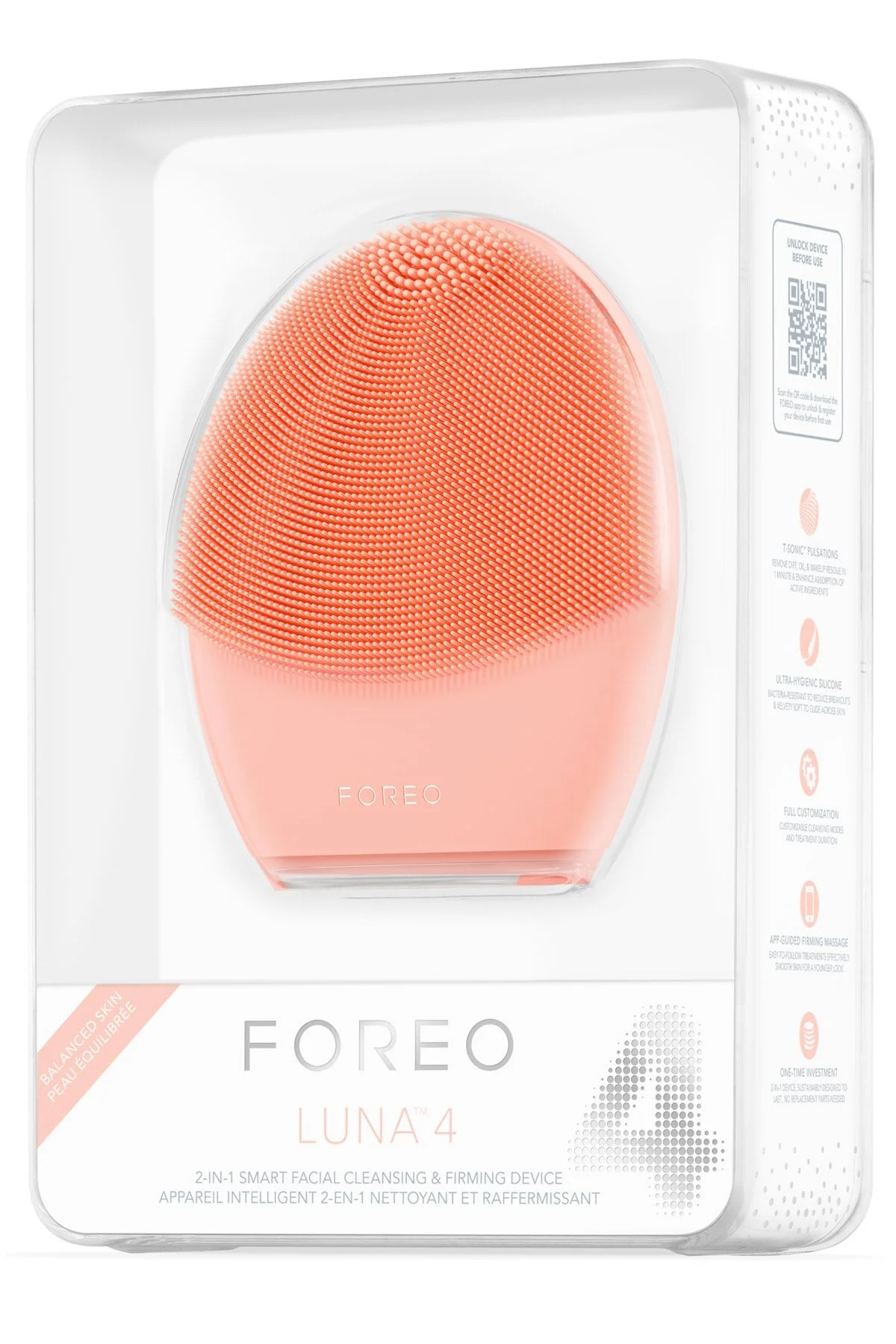 دستگاه شستشوی صورت نارنجی واتر جت ماساژ تمیز کننده و محکم برای پوست 4 Luna ™  Foreo