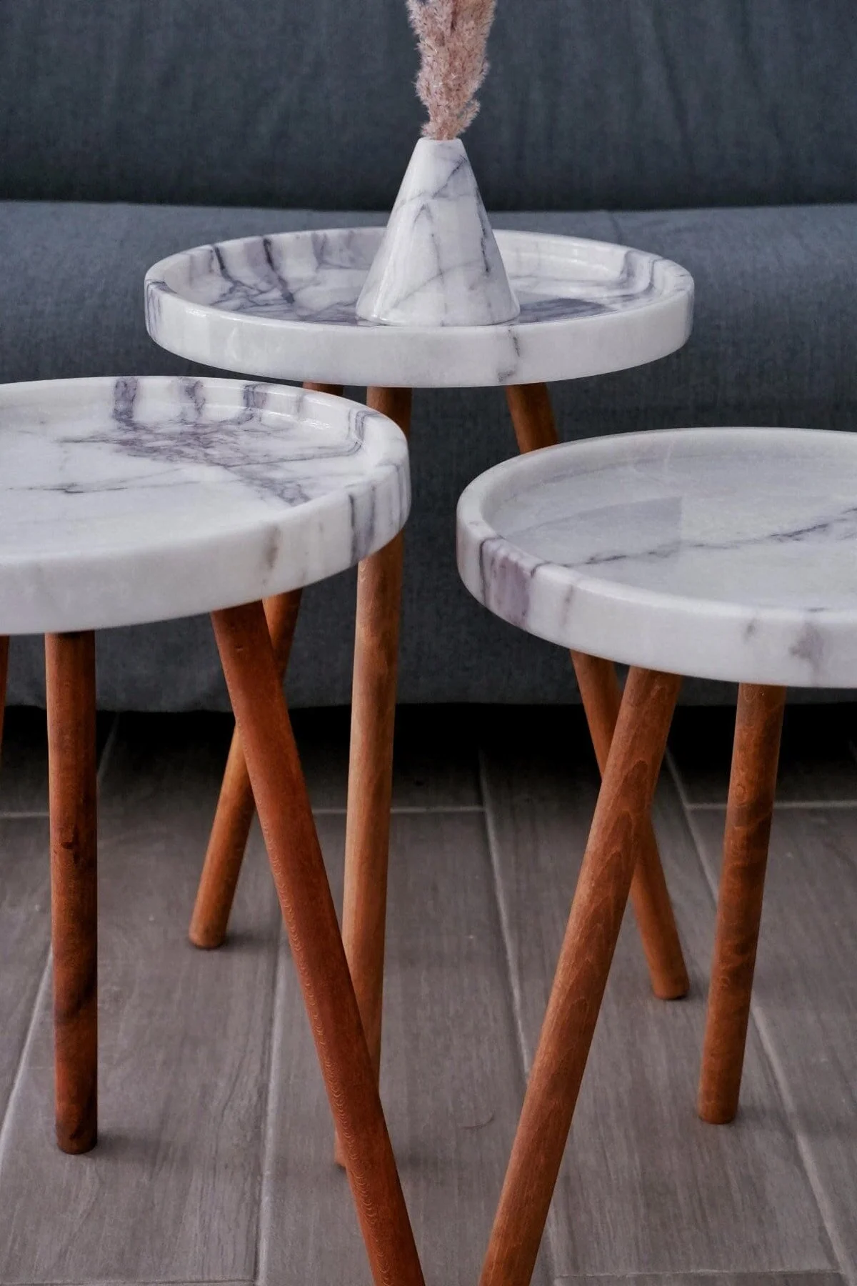 میز بغل مبلی 3 SET LEYLAK MARBLE COFFE STEP 100 ٪ سنگ مرمر اصلی Voodo Concept