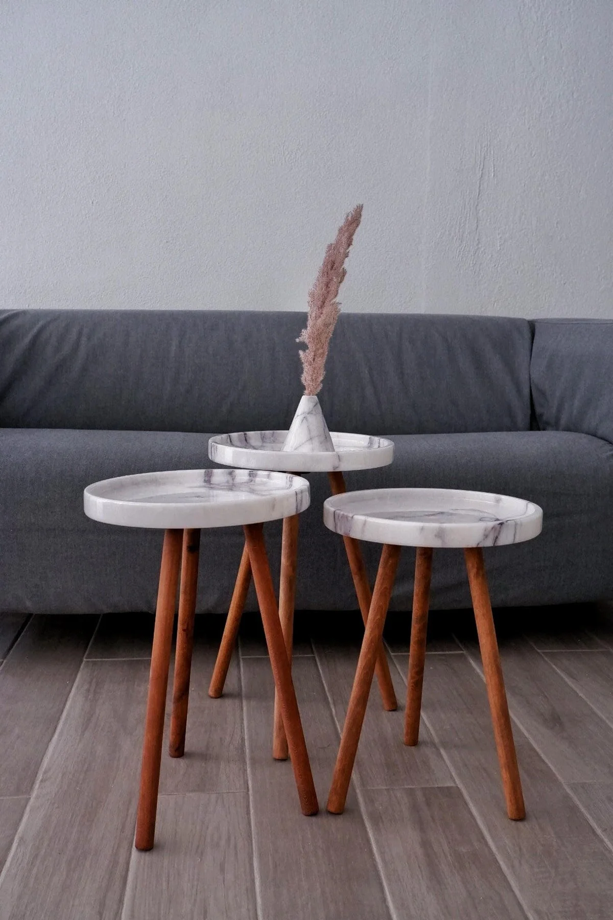 میز بغل مبلی 3 SET LEYLAK MARBLE COFFE STEP 100 ٪ سنگ مرمر اصلی Voodo Concept
