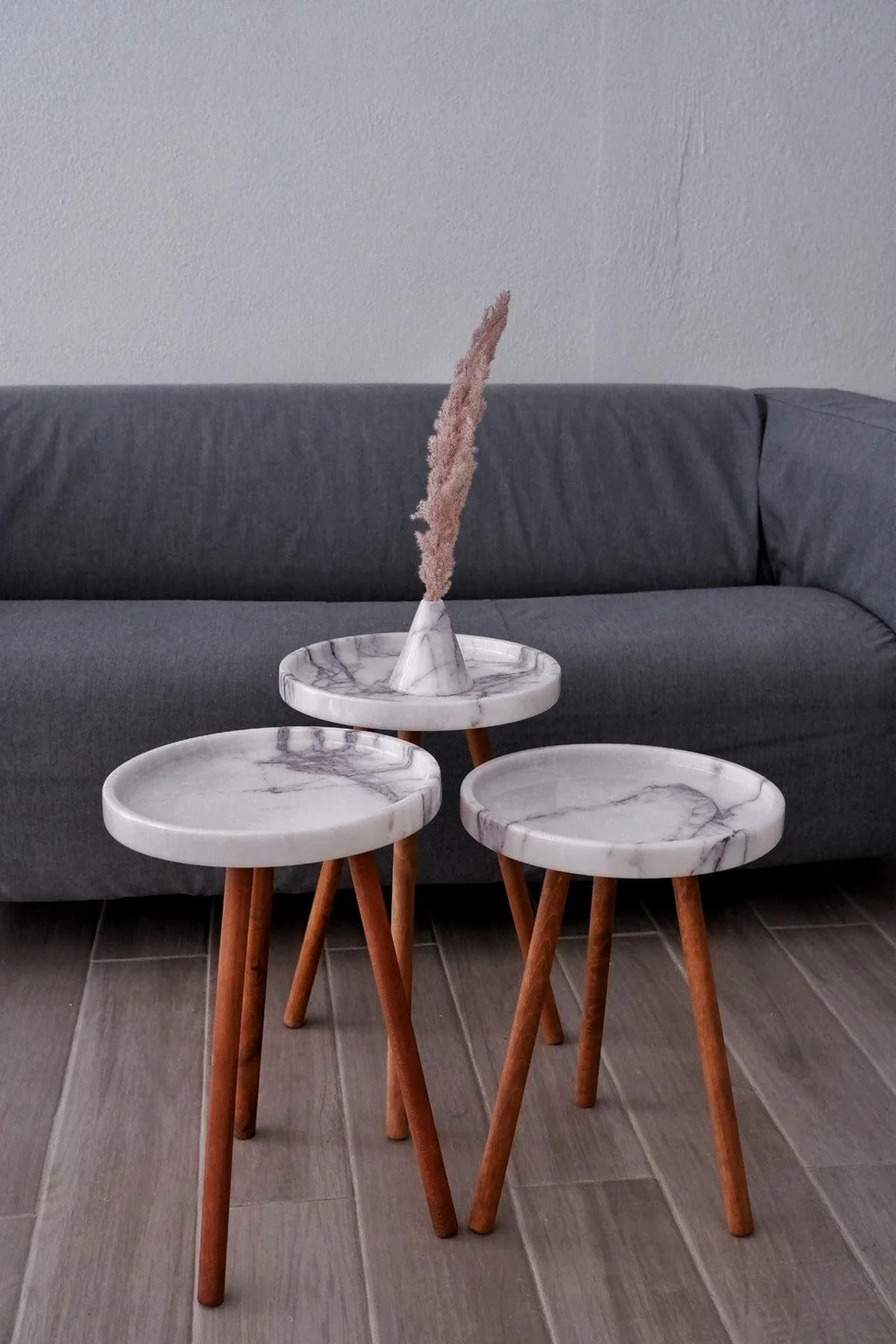 میز بغل مبلی 3 SET LEYLAK MARBLE COFFE STEP 100 ٪ سنگ مرمر اصلی Voodo Concept
