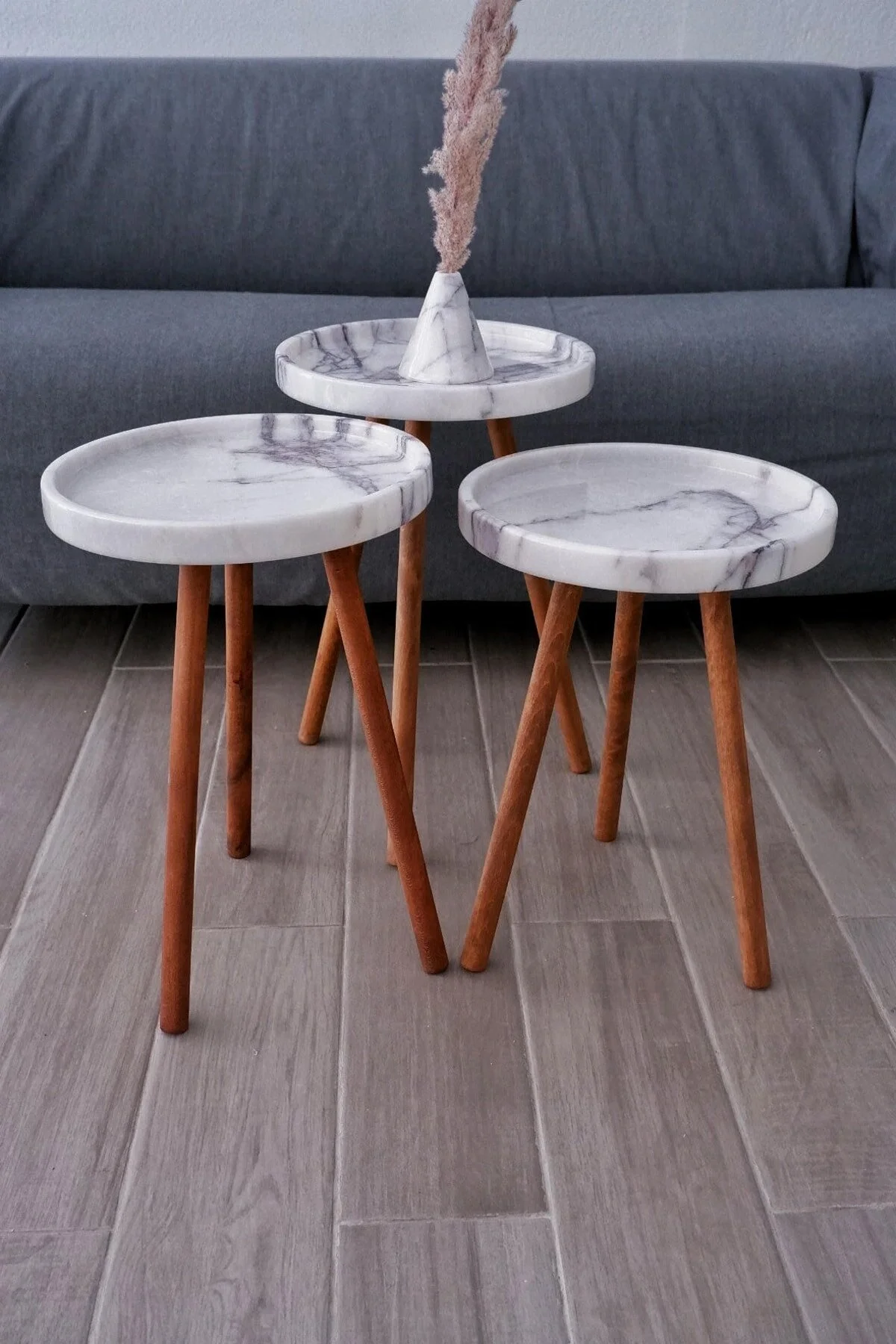 میز بغل مبلی 3 SET LEYLAK MARBLE COFFE STEP 100 ٪ سنگ مرمر اصلی Voodo Concept