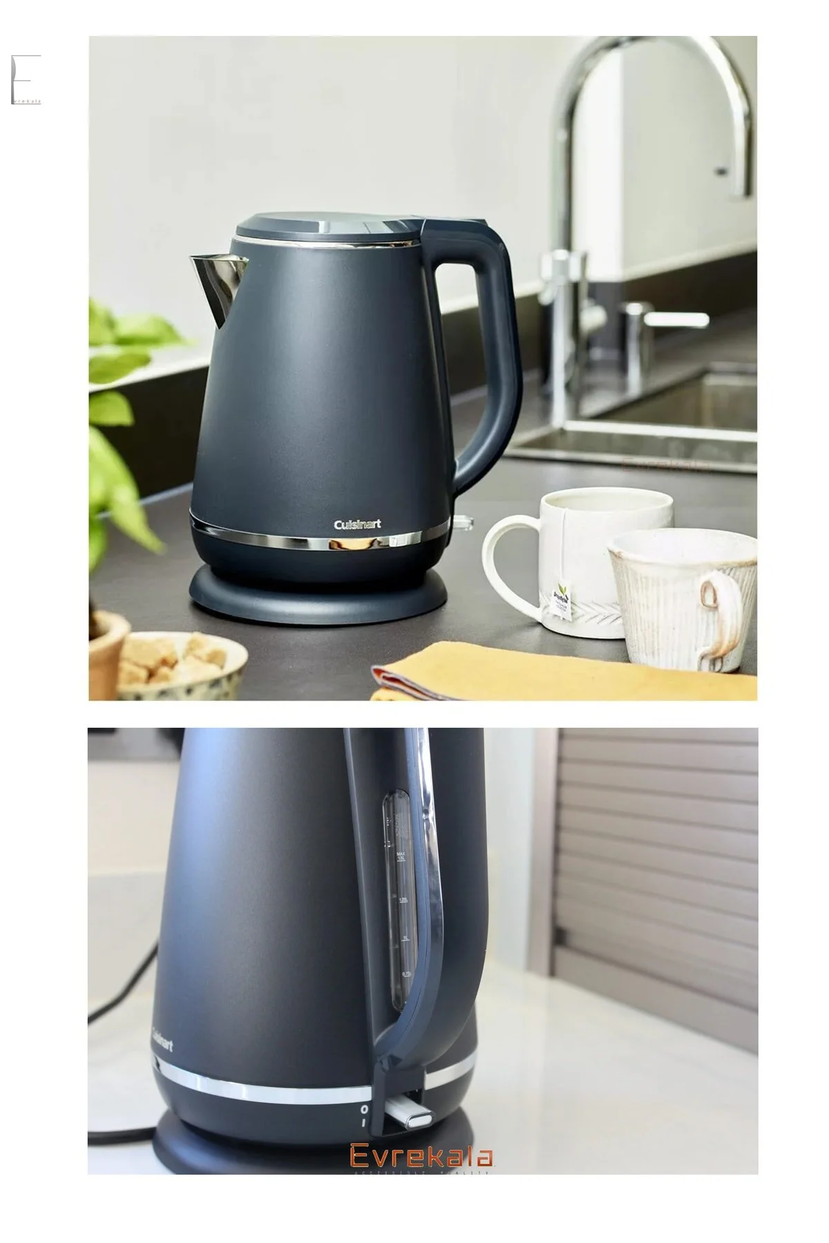 کتری برقی و گرم کن آب سیاه آشپزخانه Evrekala Shop مشکی Kettle Water Beater Series جدید کوئیزینارت  Cuisinart